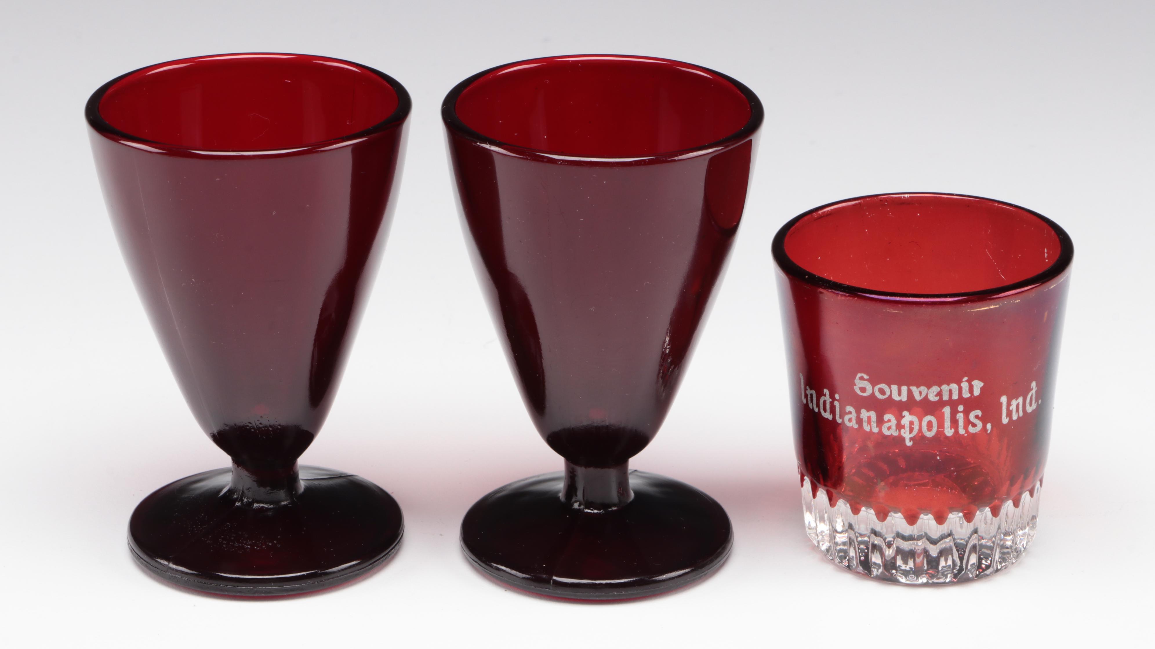 English Victorian Mustard Pot with Westmoreland and Other Glass Tableware