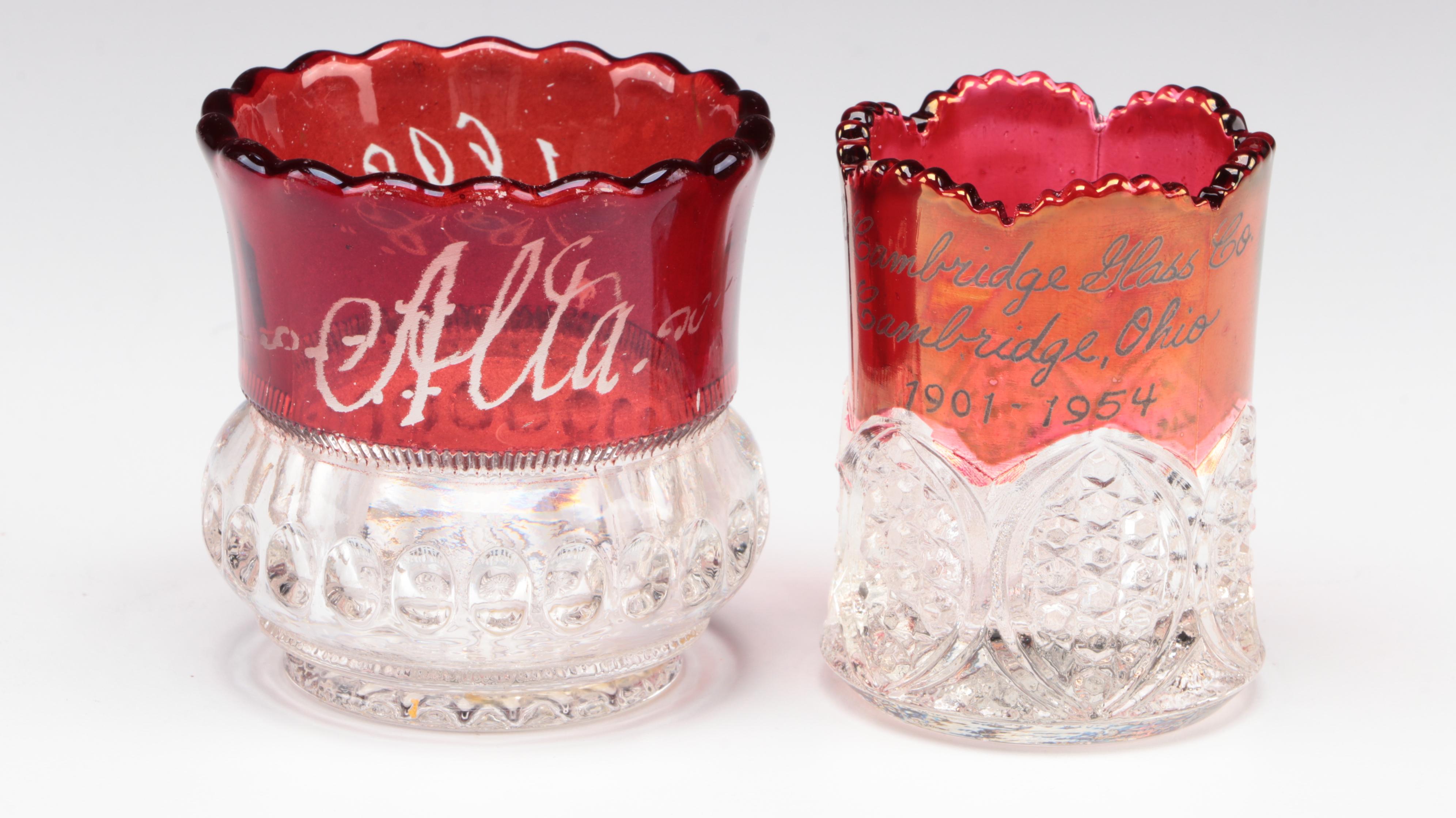 English Victorian Mustard Pot with Westmoreland and Other Glass Tableware