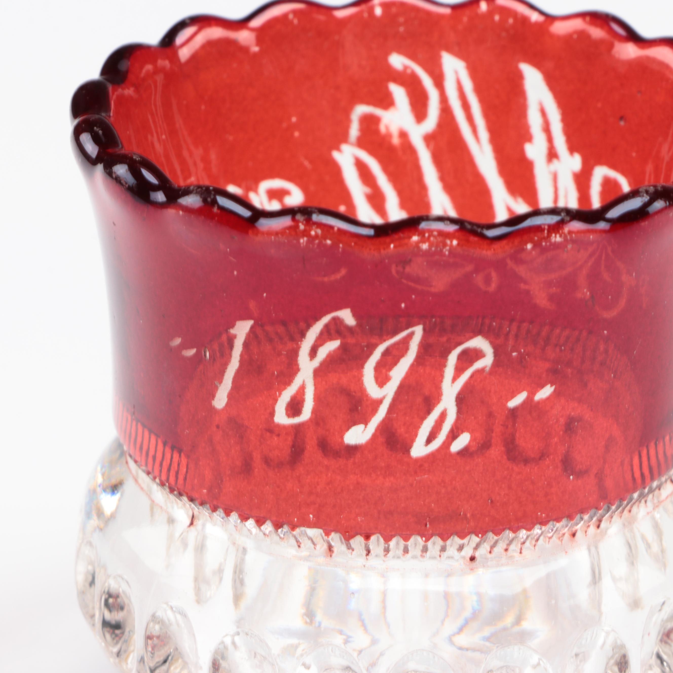 English Victorian Mustard Pot with Westmoreland and Other Glass Tableware