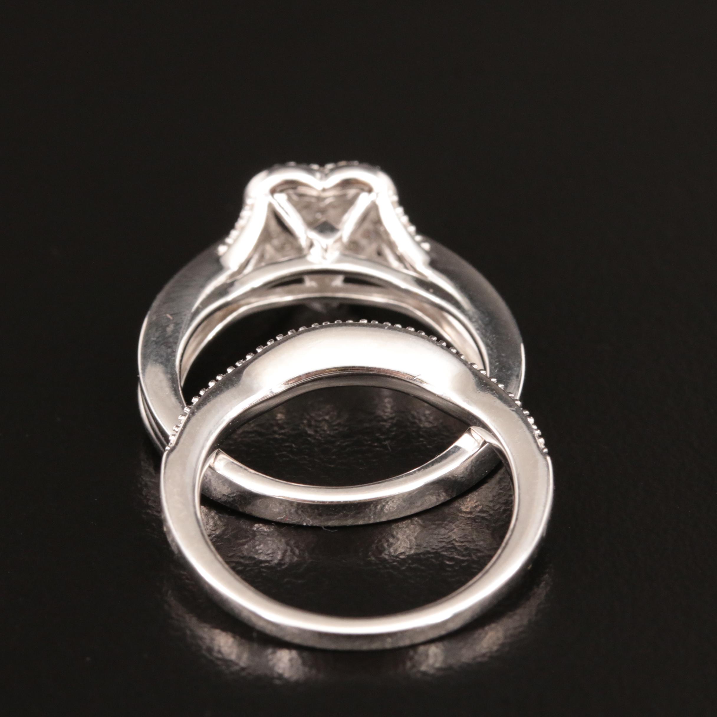 Sterling Diamond Heart Ring and Band