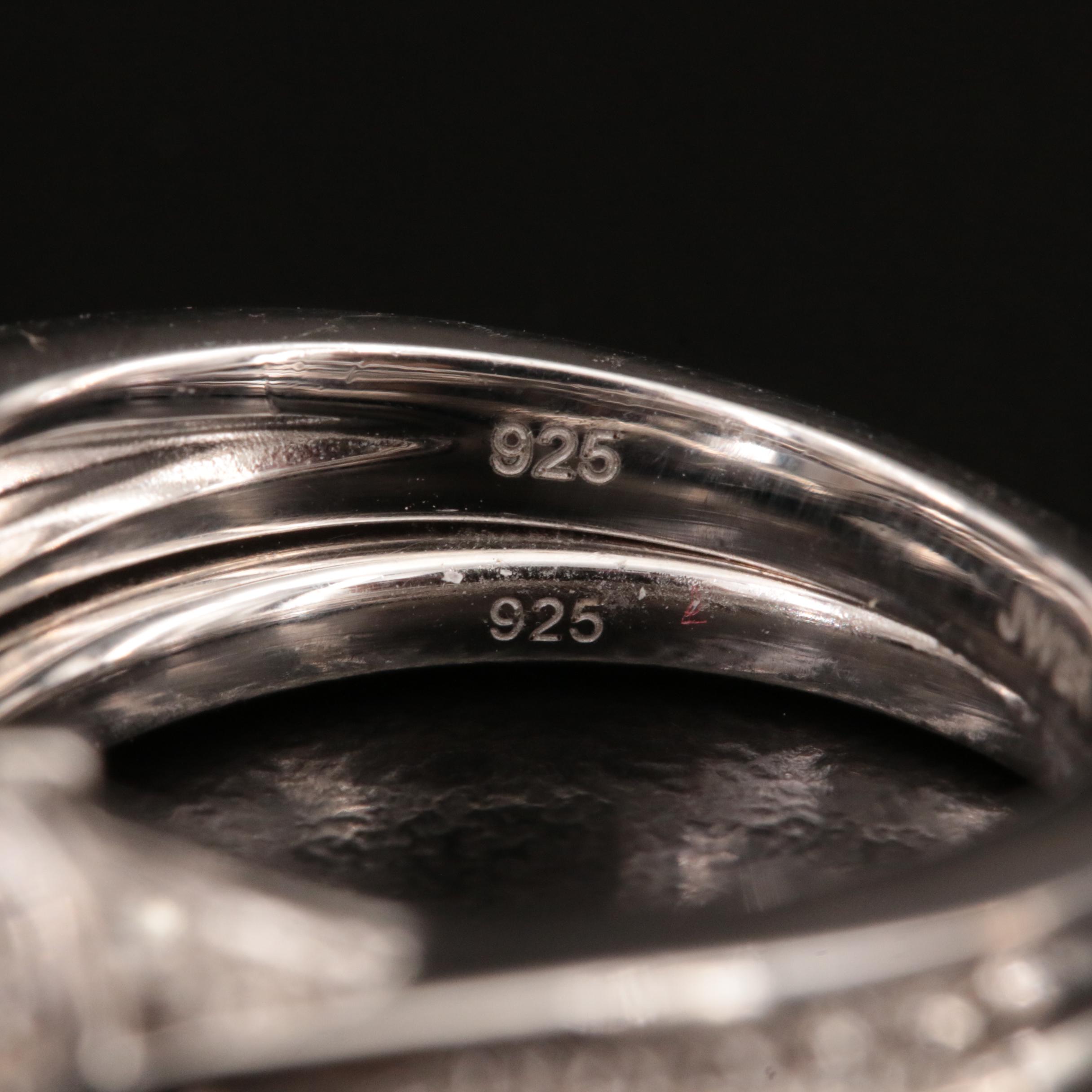 Sterling Diamond Heart Ring and Band