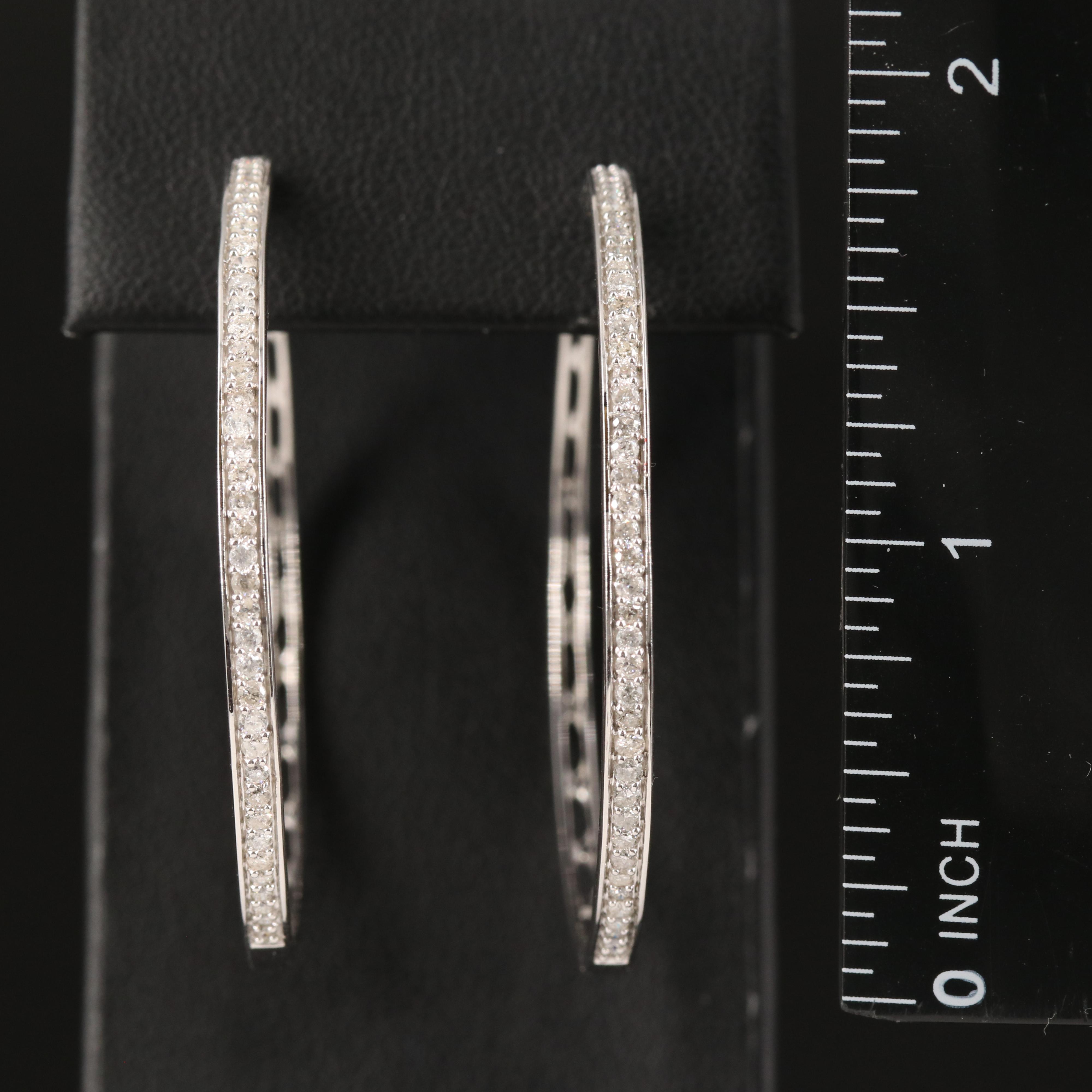Sterling 1.02 CTW Diamond Hoop Earrings