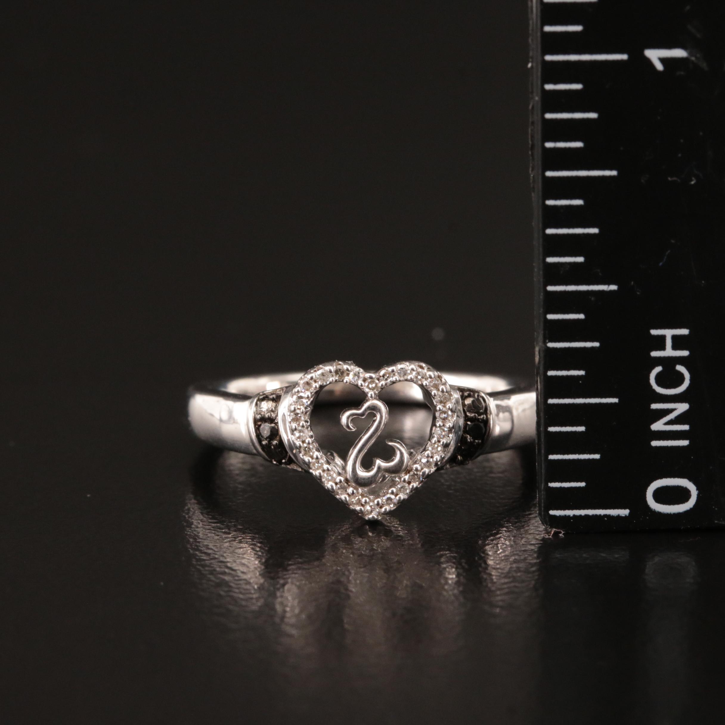Sterling Diamond Heart Ring