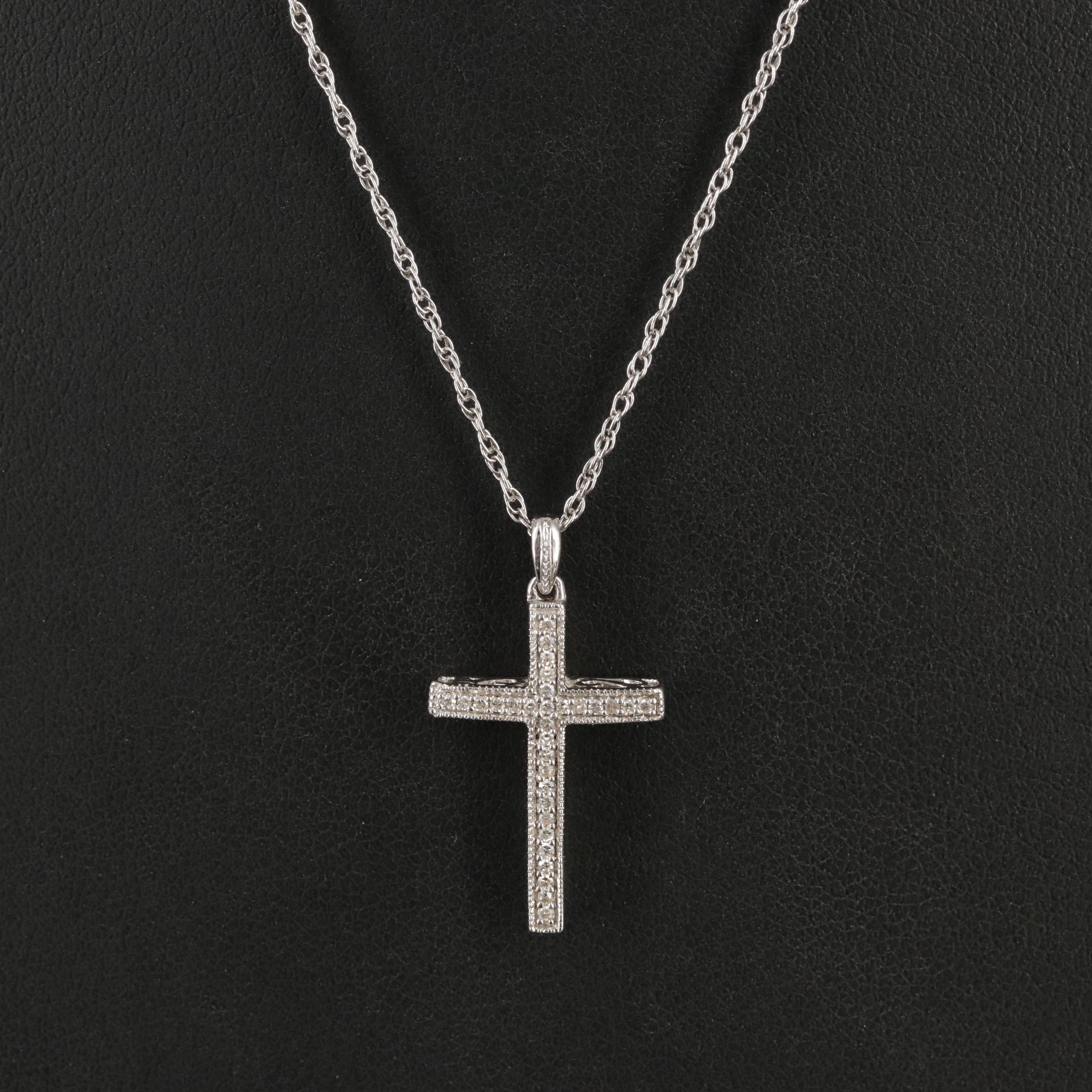 Sterling Diamond Cross Pendant Necklace