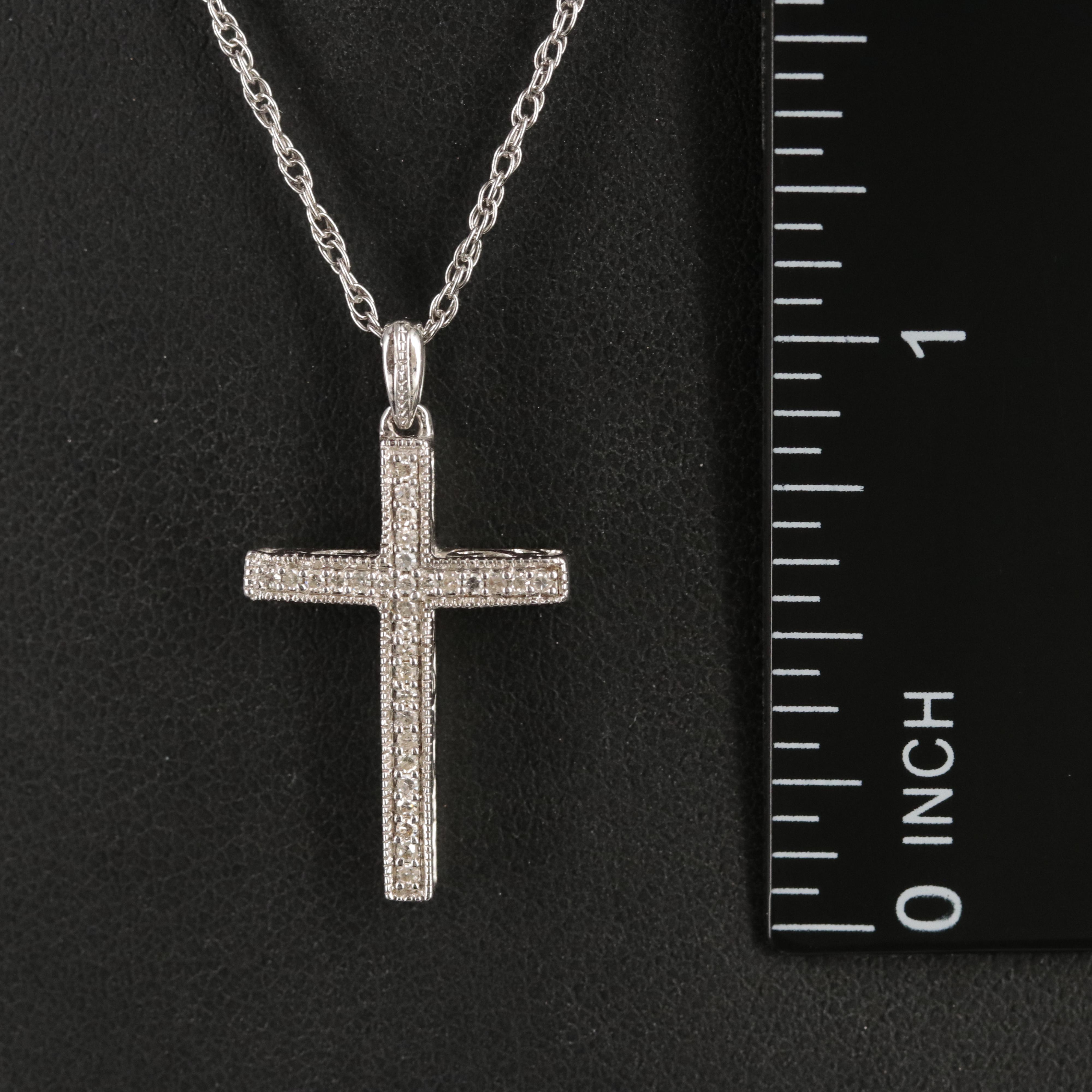 Sterling Diamond Cross Pendant Necklace