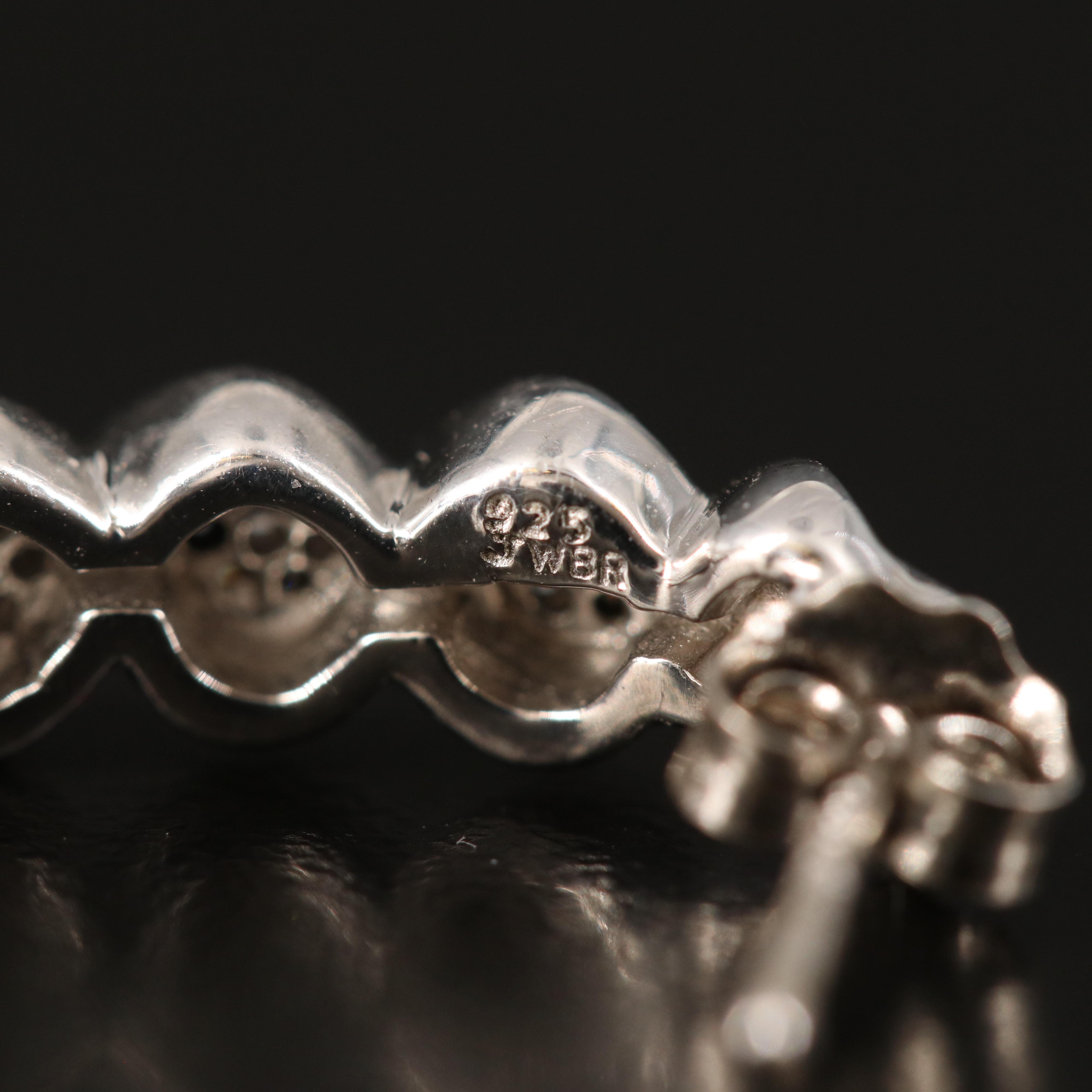 Sterling Diamond J Hoop Earrings