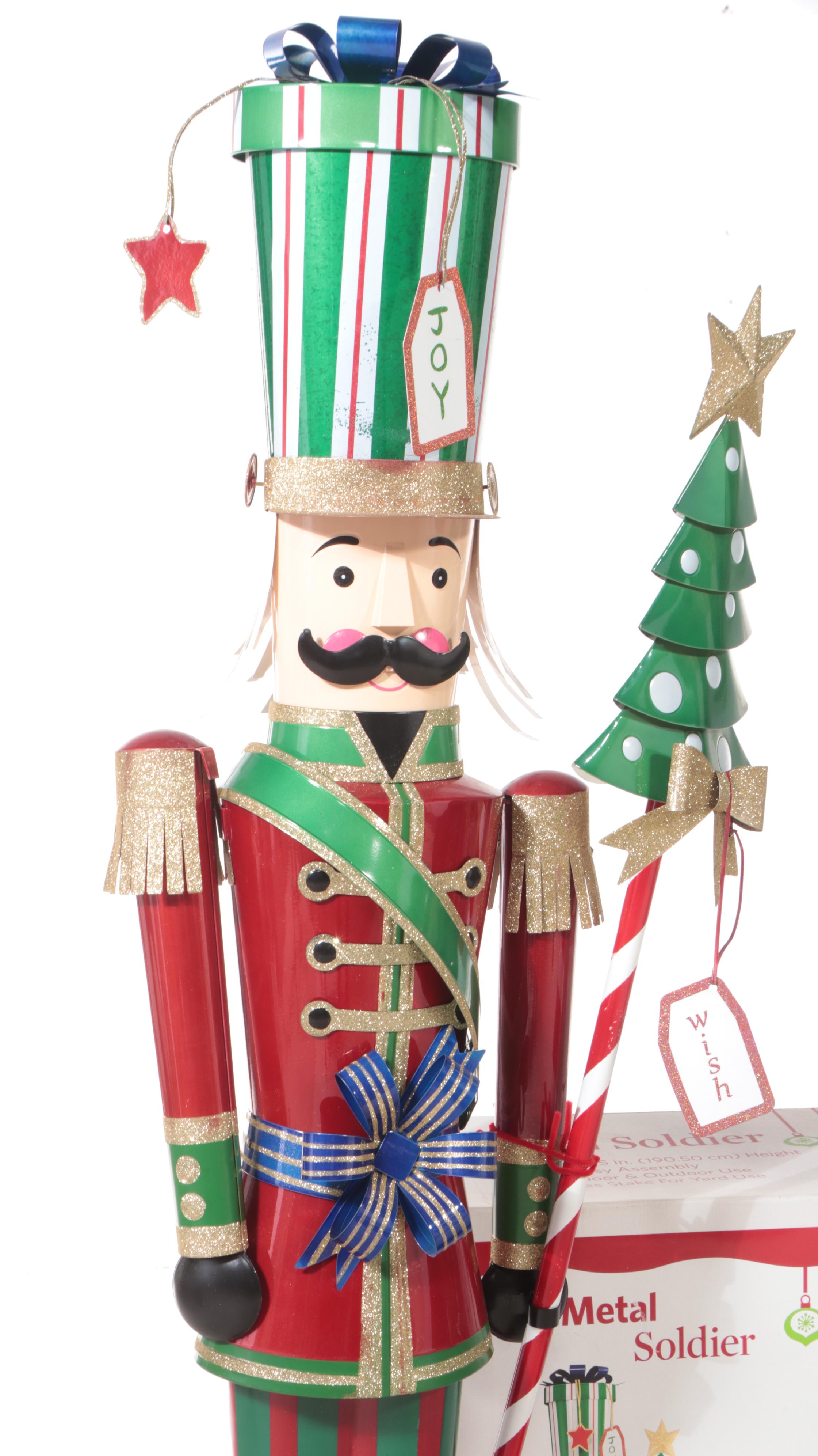 Pair of Sam's Club Metal Toy Soldier Statues