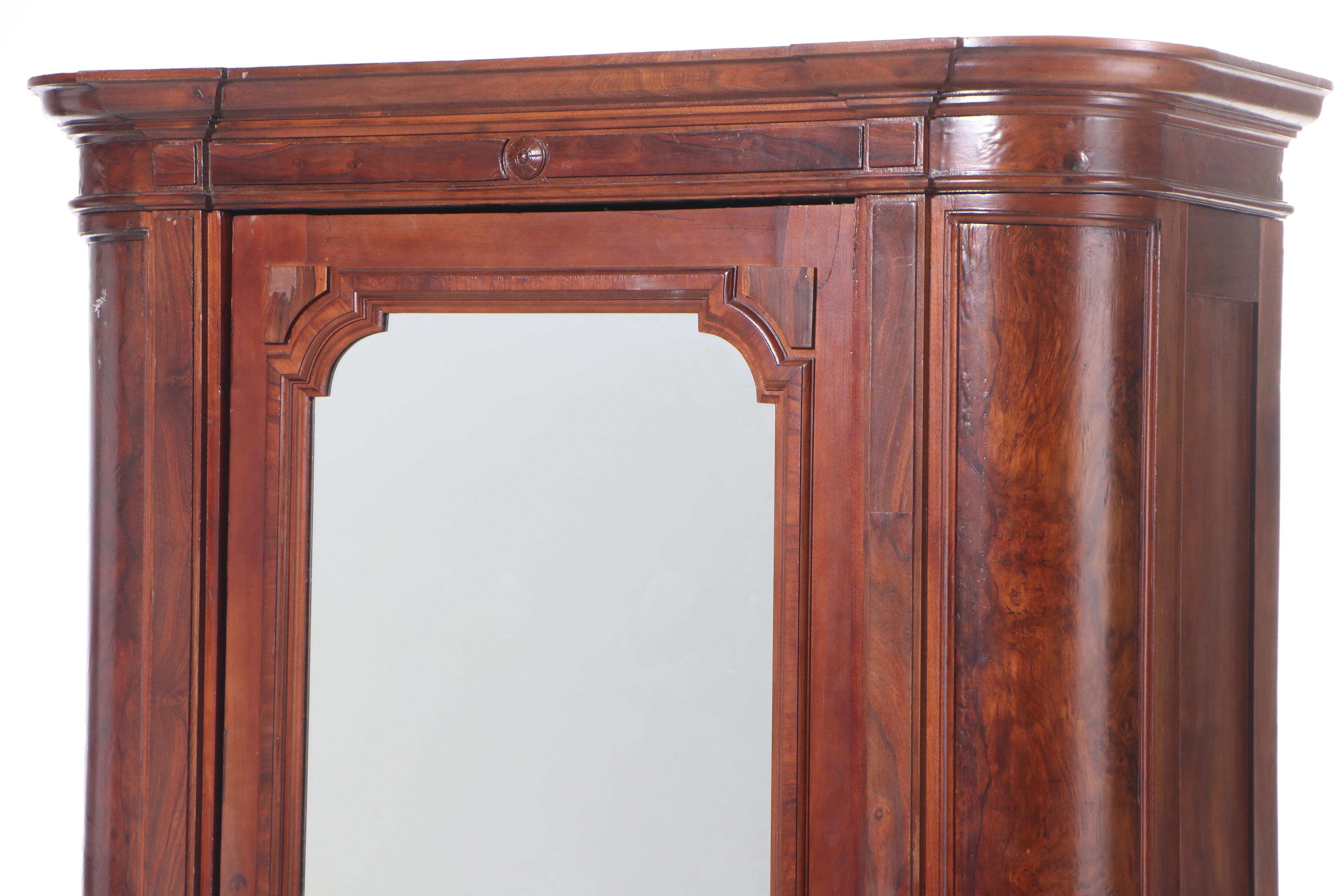 Renaissance Revival Walnut Mirrored Wardrobe, Late 19th Century