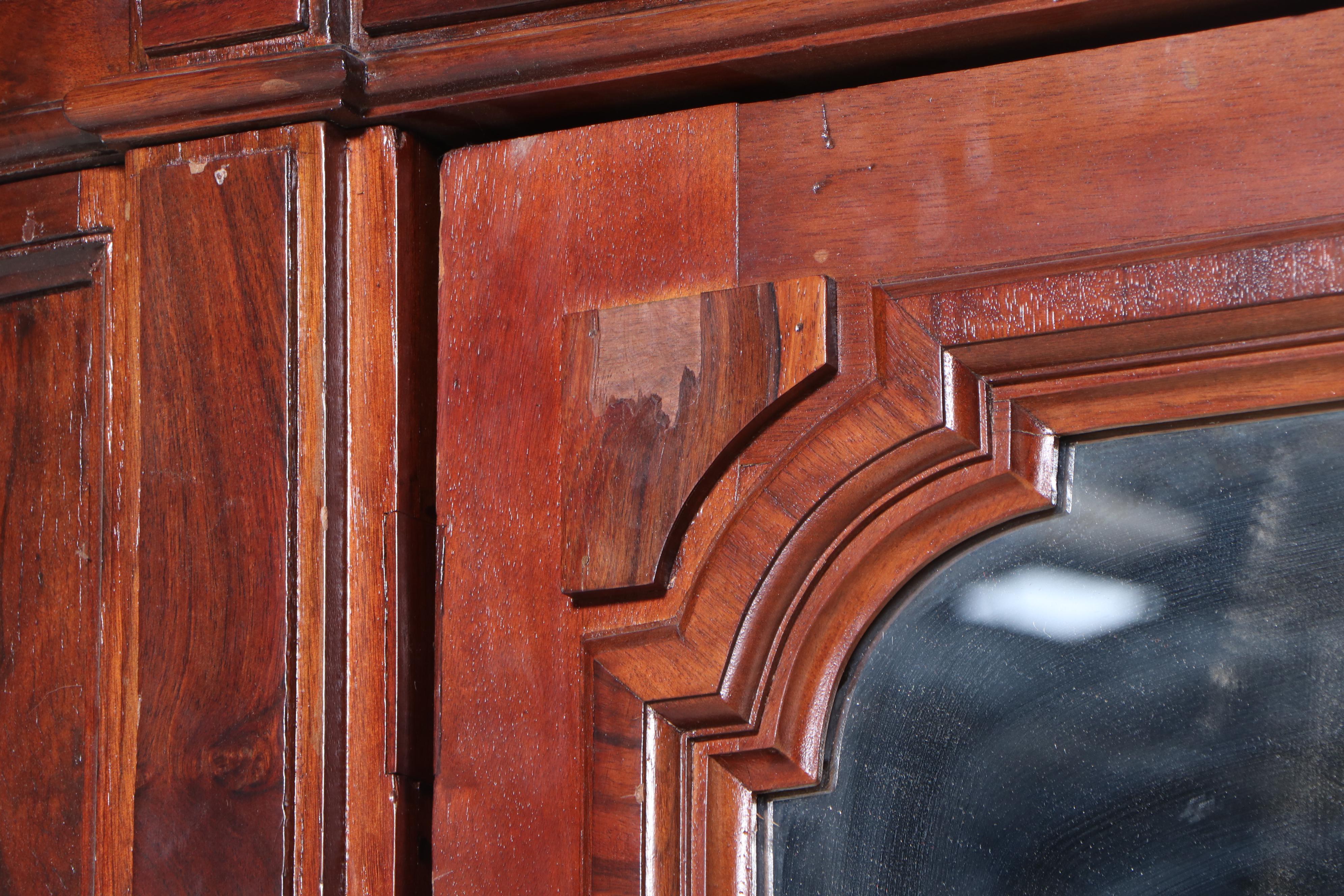 Renaissance Revival Walnut Mirrored Wardrobe, Late 19th Century
