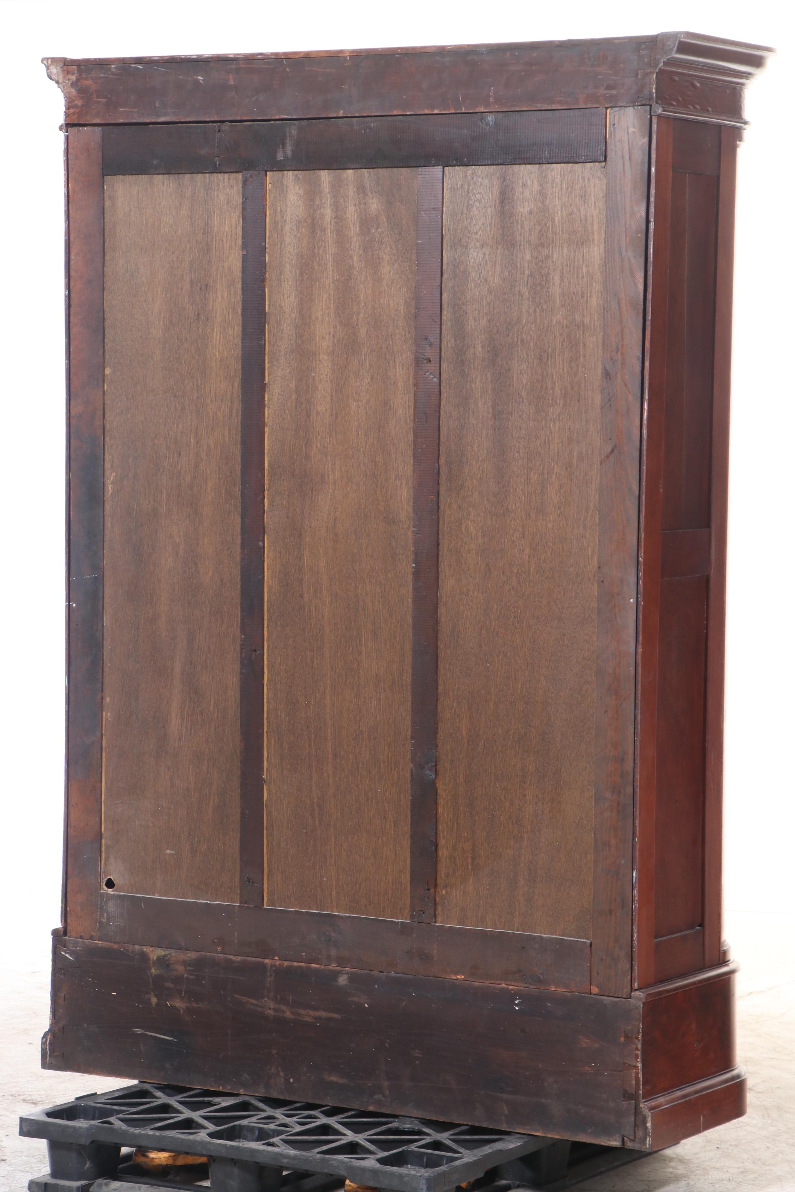 Renaissance Revival Walnut Mirrored Wardrobe, Late 19th Century