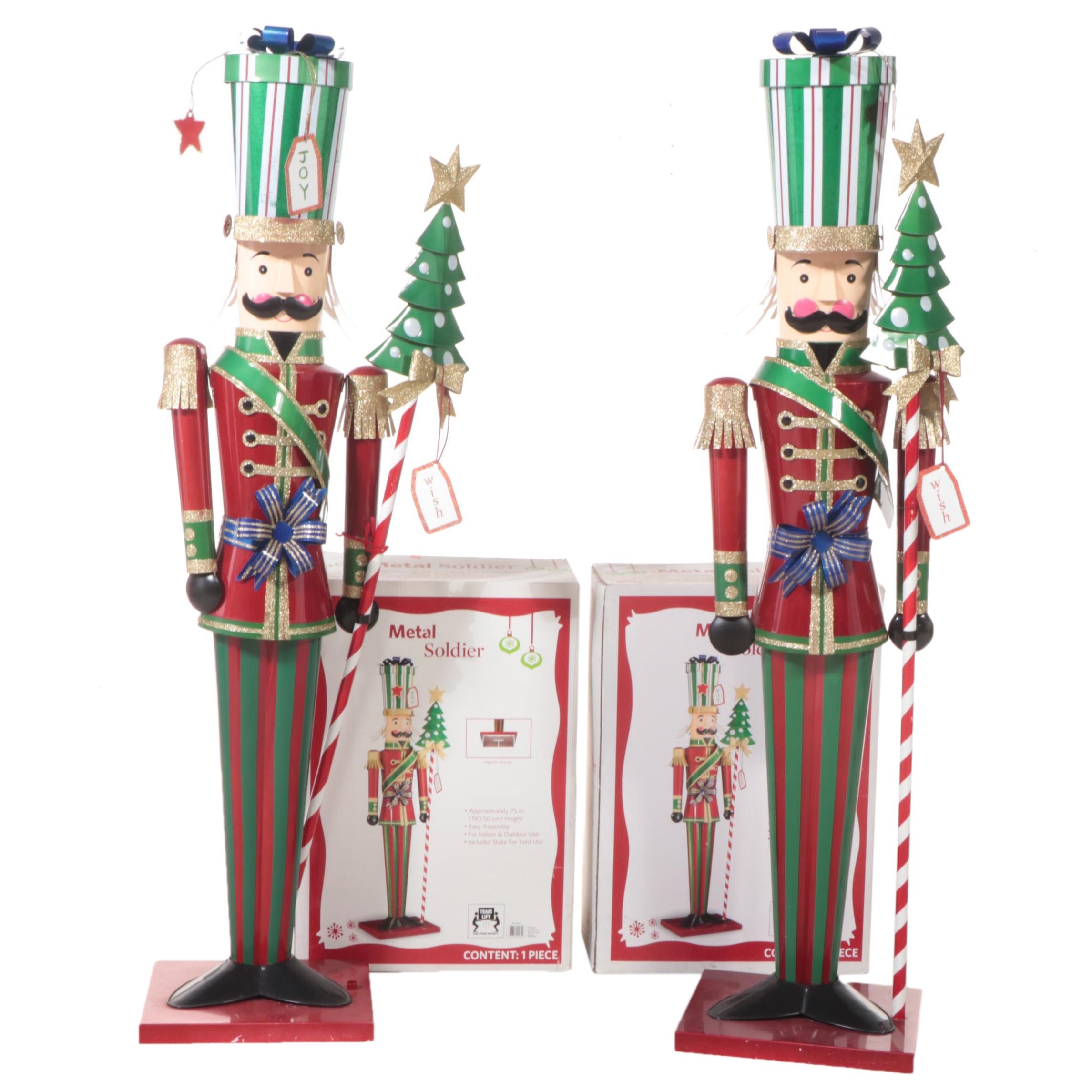 Pair of Sam's Club Metal Toy Soldier Statues