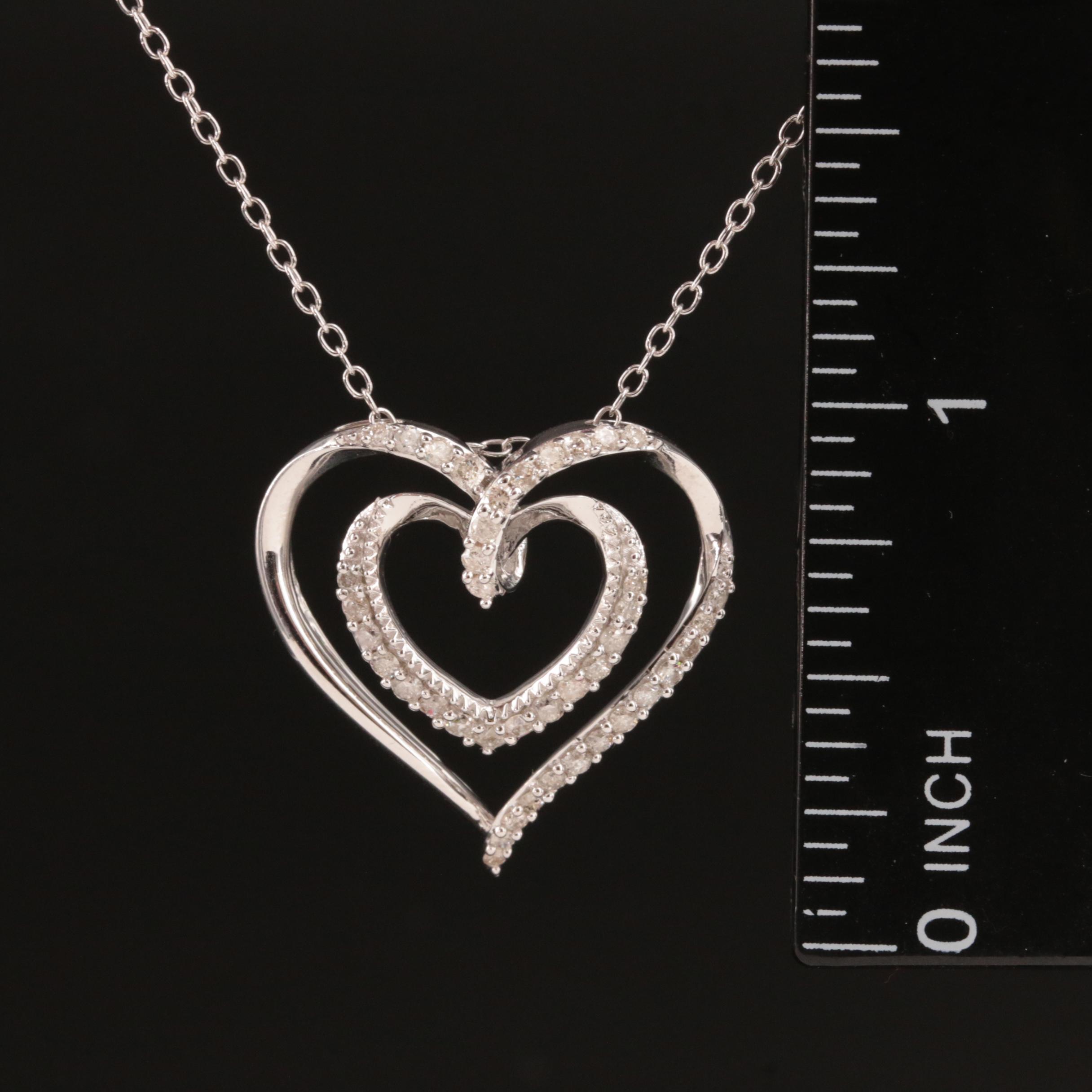 Sterling Double Heart Pendant Necklace