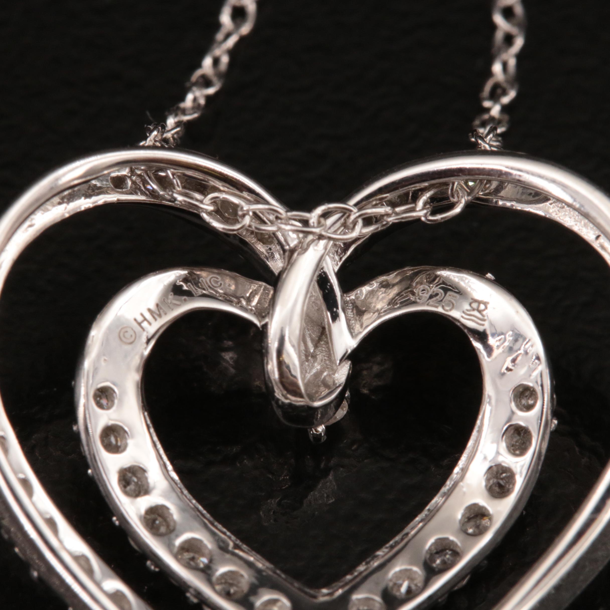 Sterling Double Heart Pendant Necklace