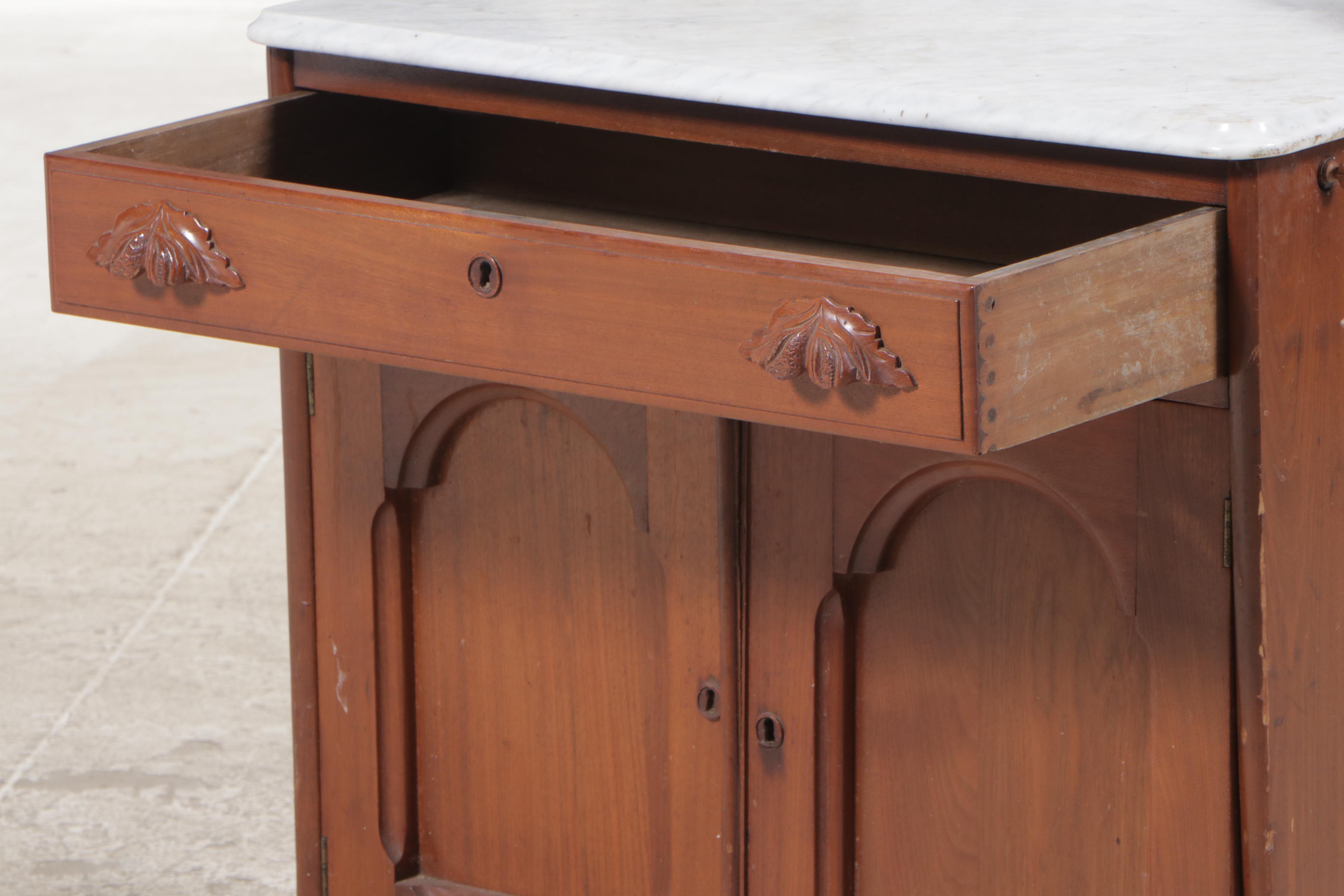 Mitchell & Rammelsberg Victorian Walnut and White Marble Washstand