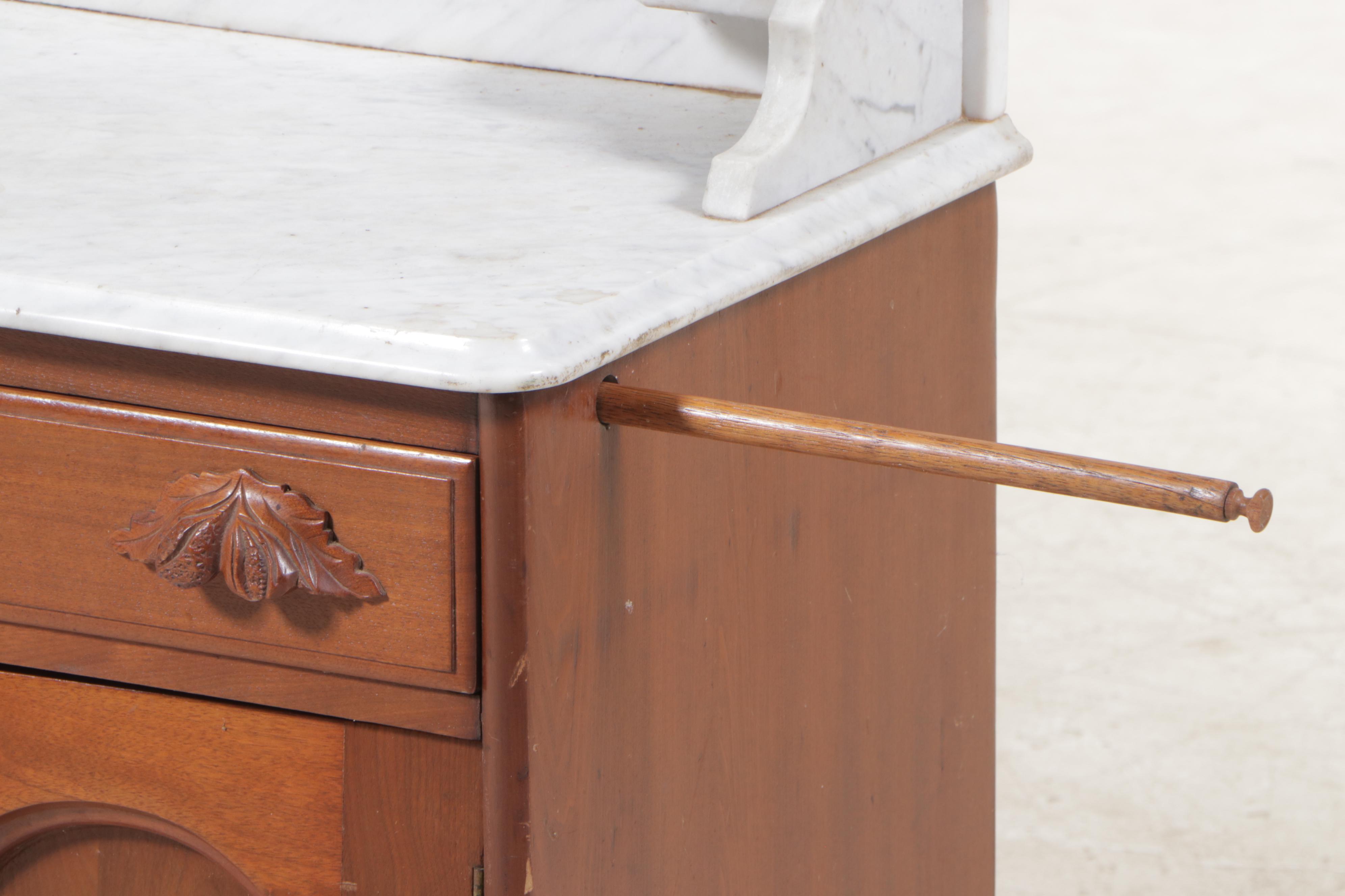Mitchell & Rammelsberg Victorian Walnut and White Marble Washstand