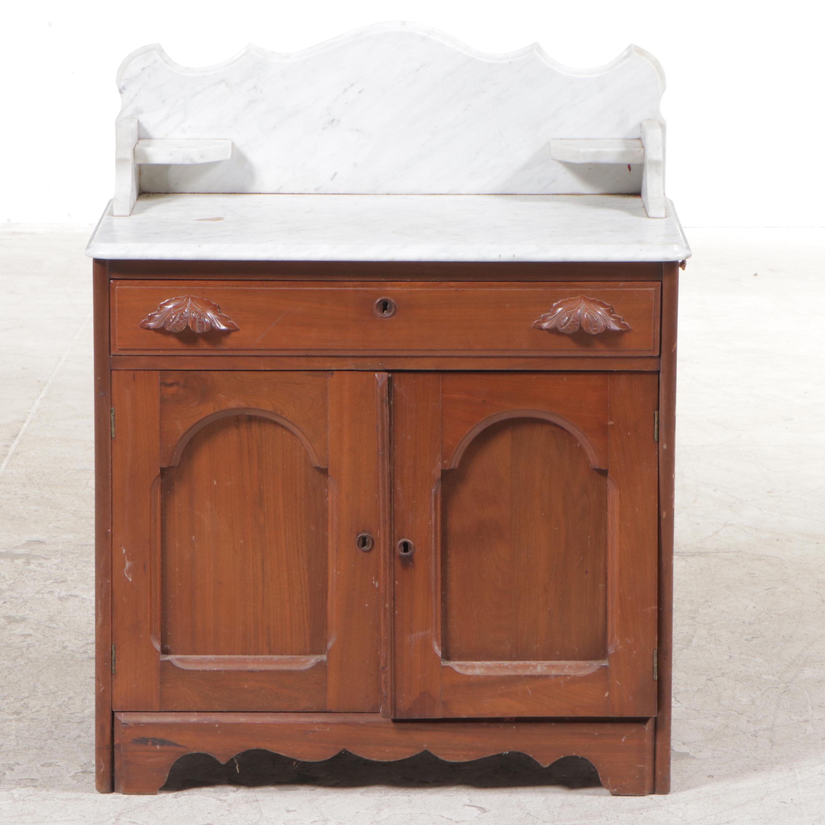 Mitchell & Rammelsberg Victorian Walnut and White Marble Washstand