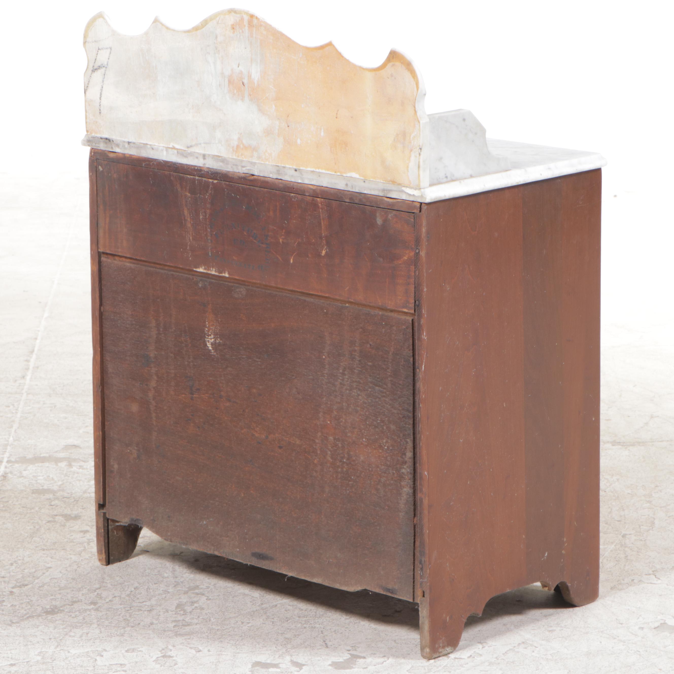 Mitchell & Rammelsberg Victorian Walnut and White Marble Washstand