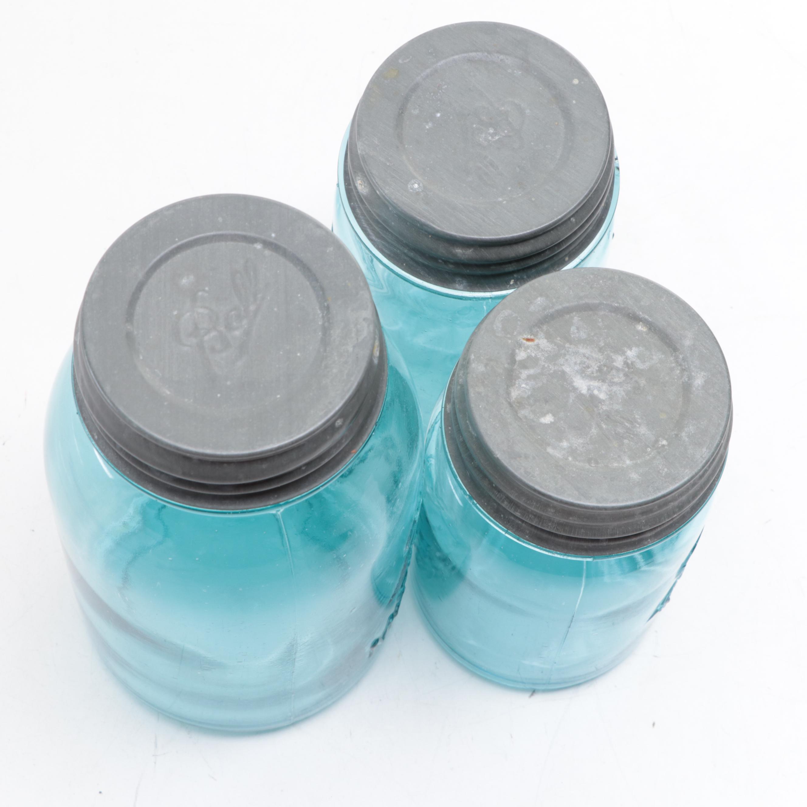 American Family Kitchen Scale and Blue Ball Mason Jars, Early to Mid 20th C.