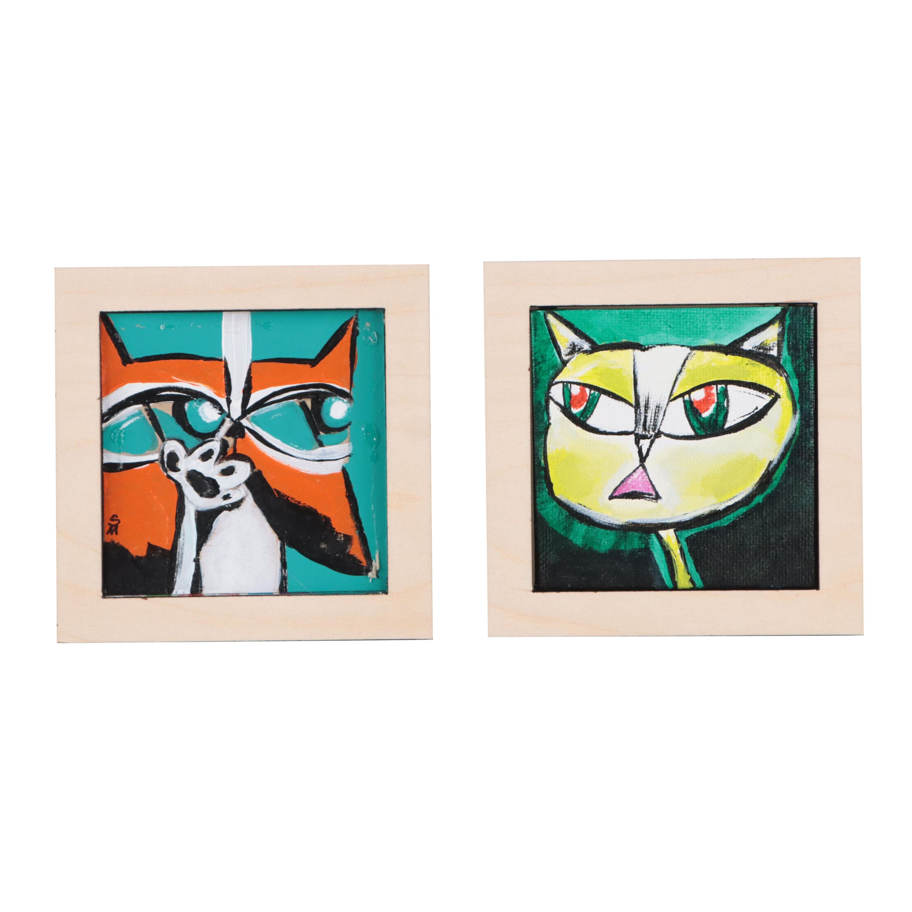 Samantha McLean Acrylic Paintings of Cats, 2020