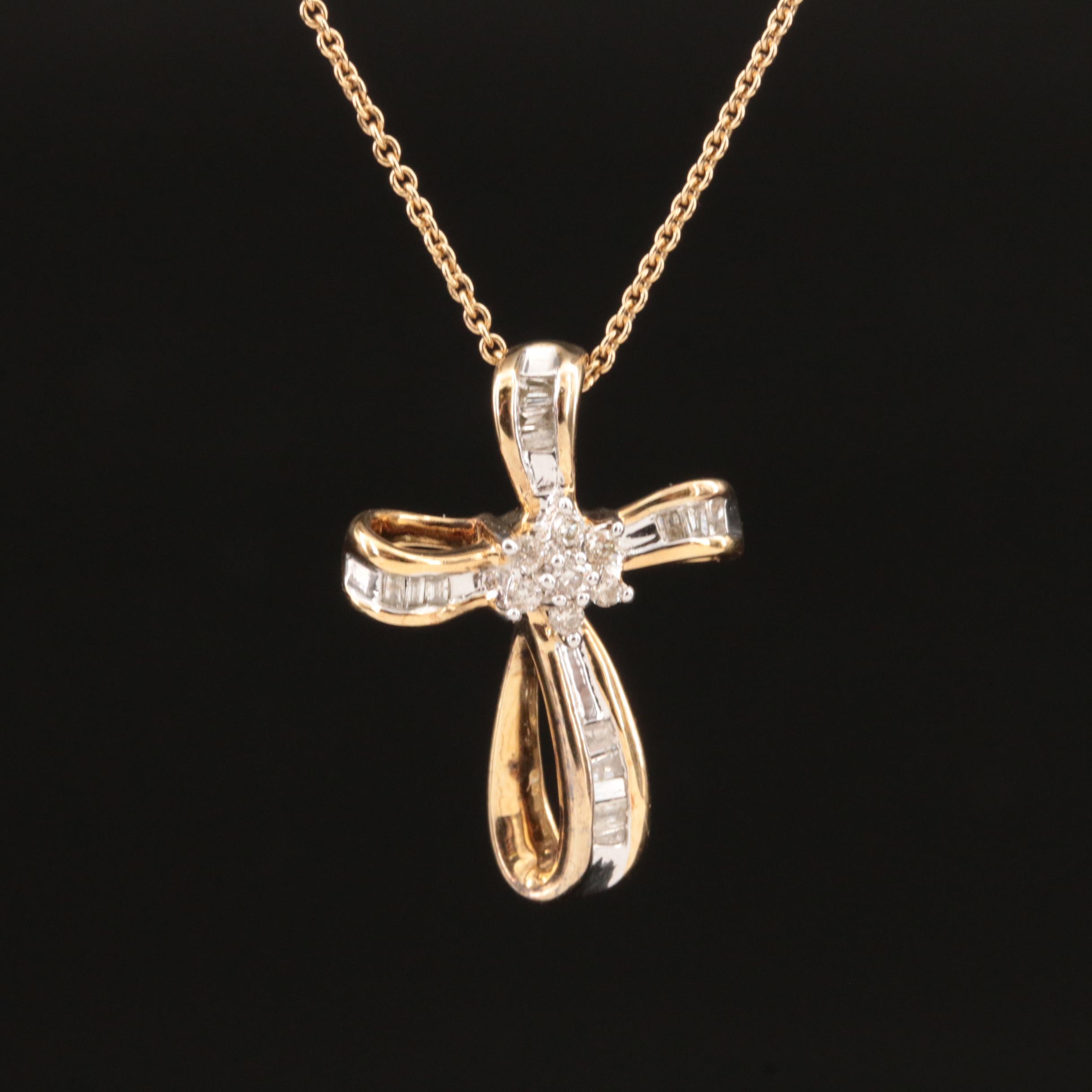 Sterling Diamond Cross Necklace