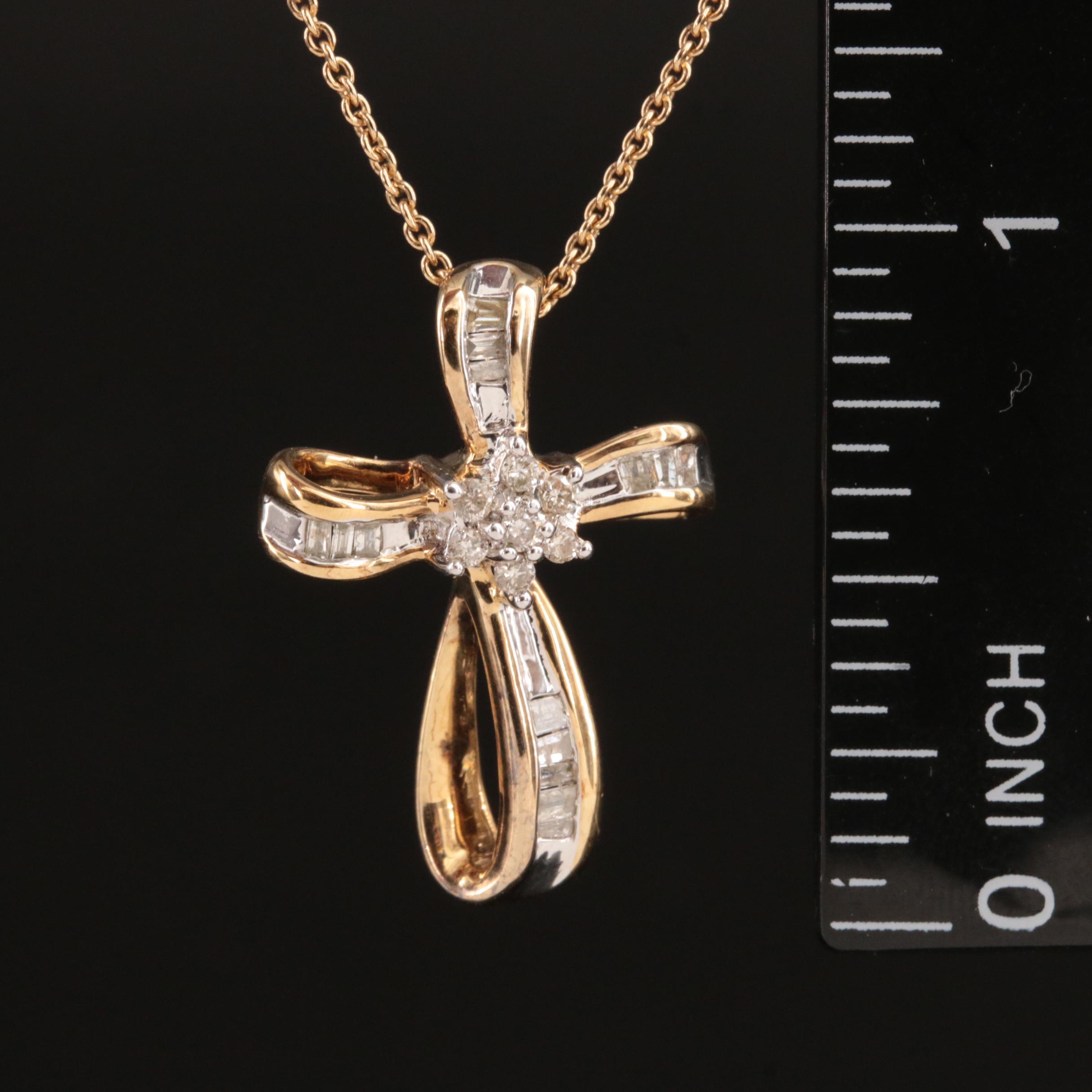 Sterling Diamond Cross Necklace