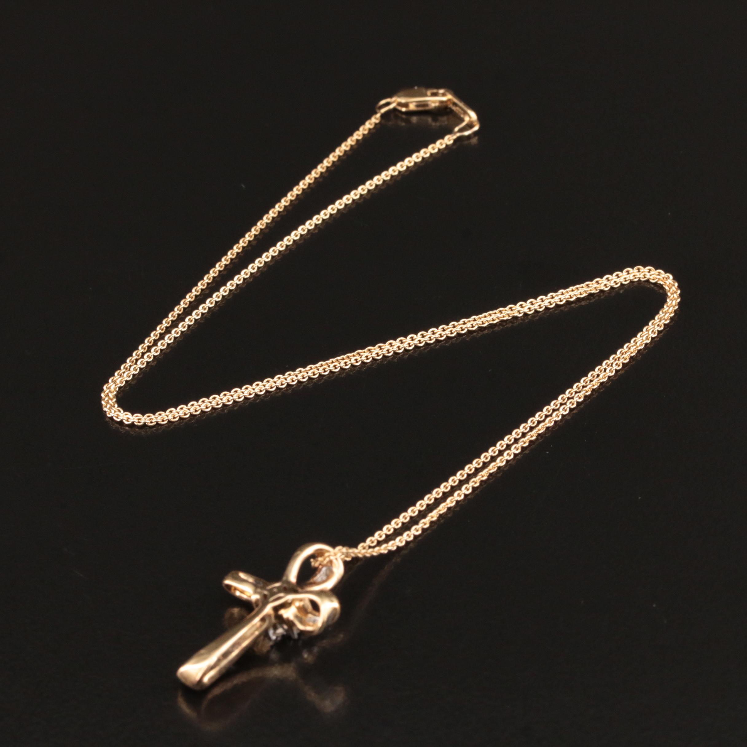 Sterling Diamond Cross Necklace