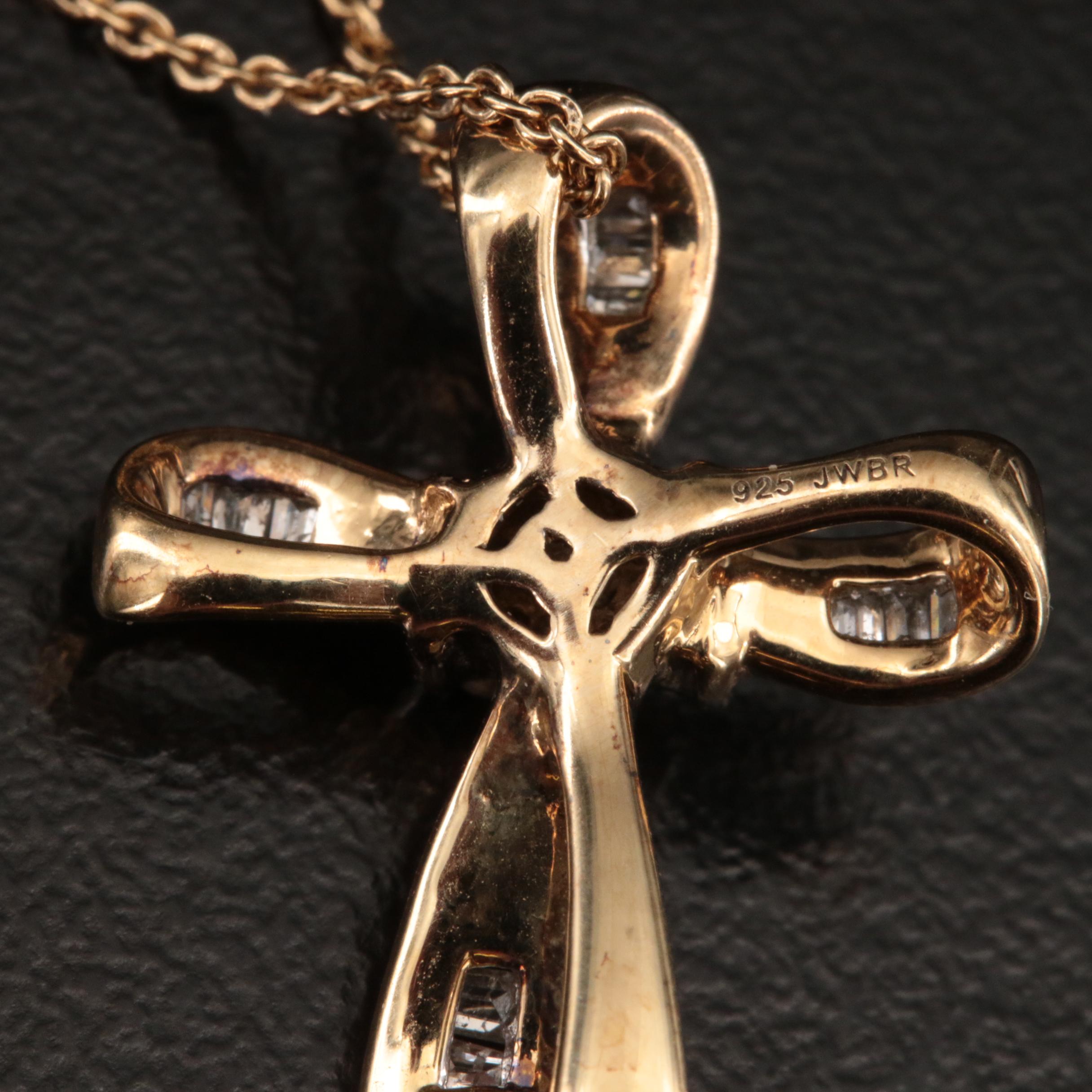 Sterling Diamond Cross Necklace