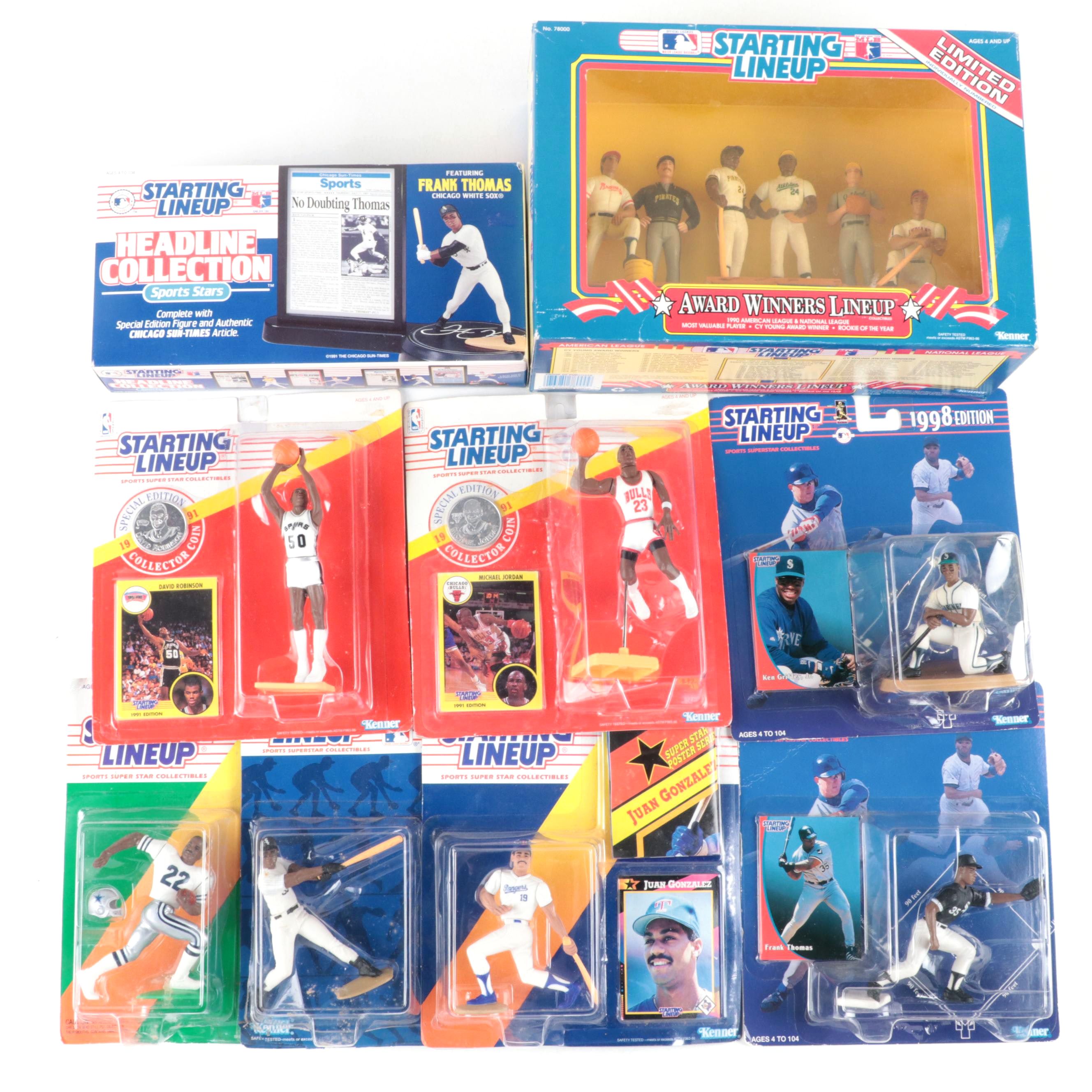 Starting Lineup Sports Action Figures Including Jordan, Griffey Jr, Sets, 1990s