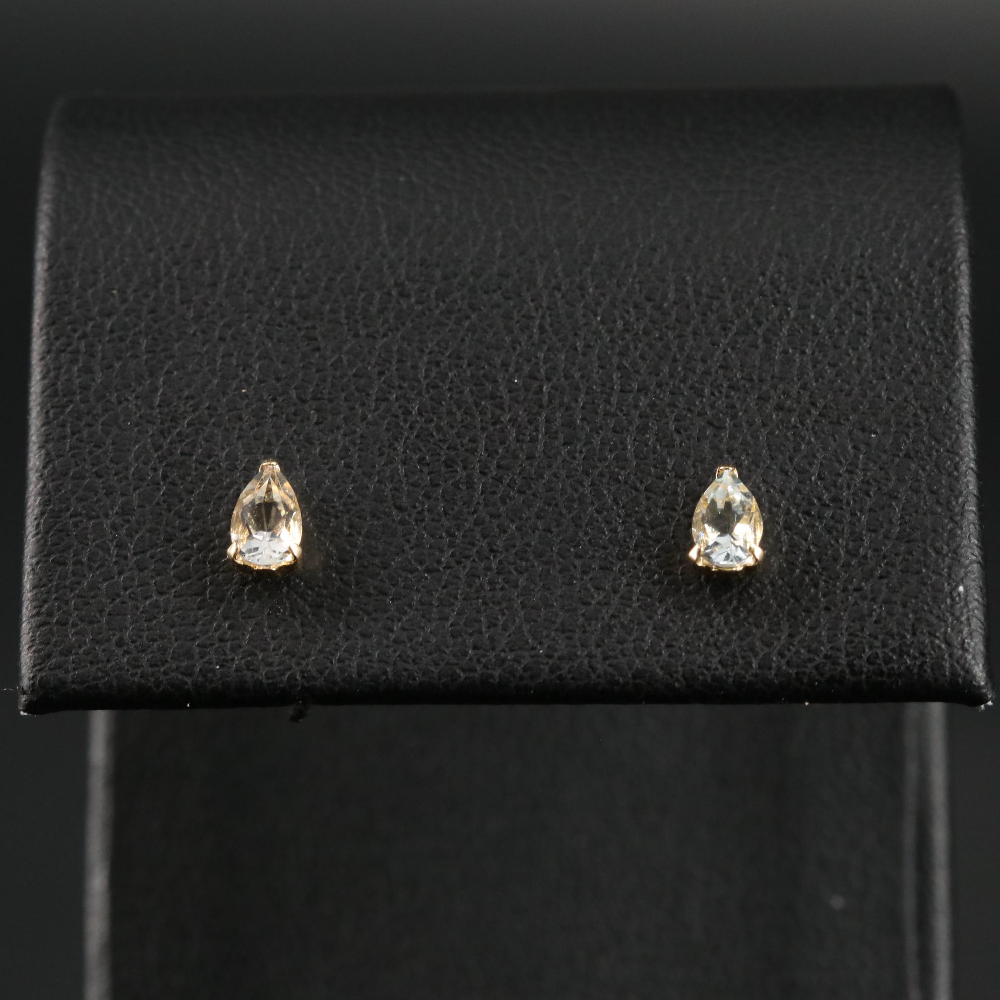 18K Goshenite Stud Earrings