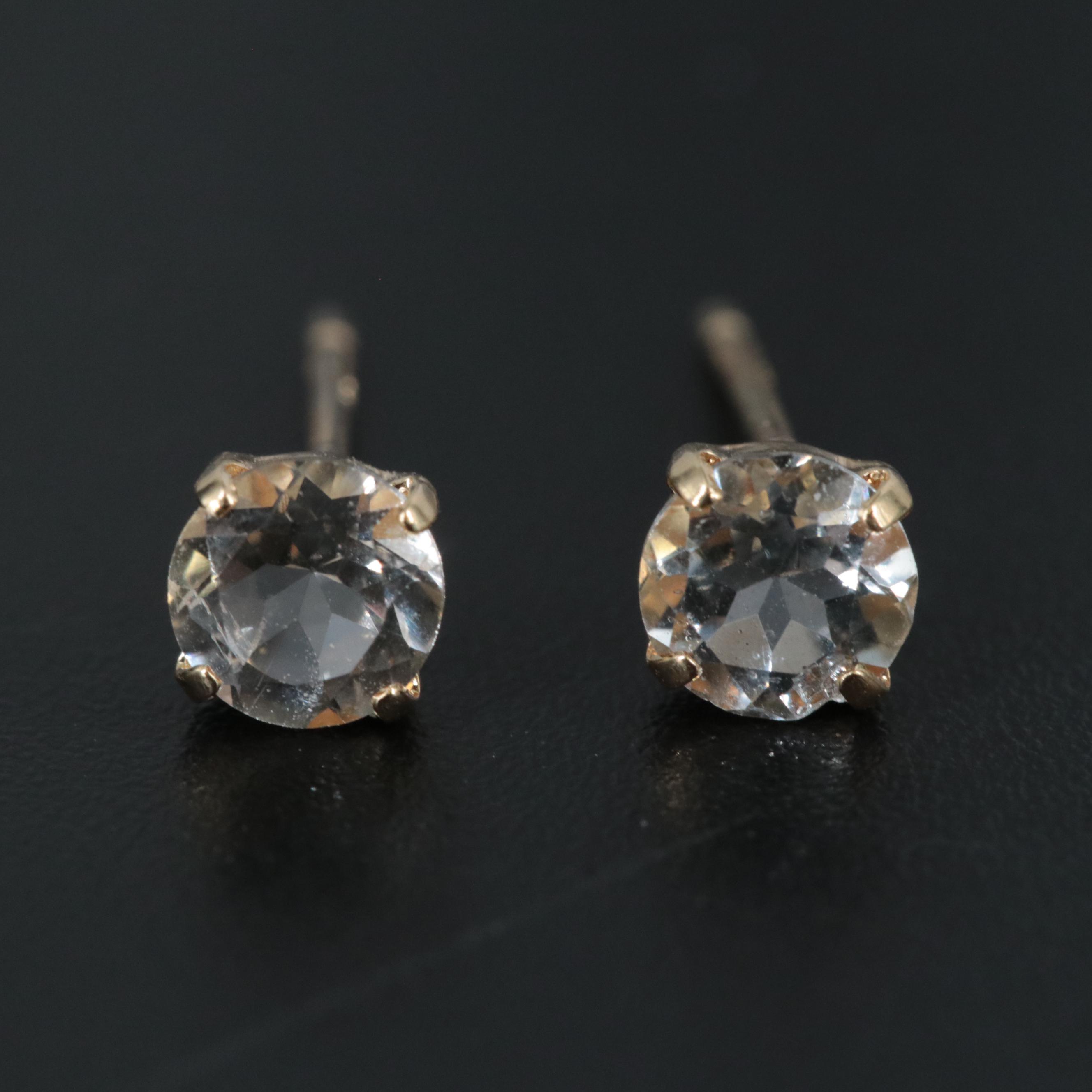 18K Goshenite Stud Earrings