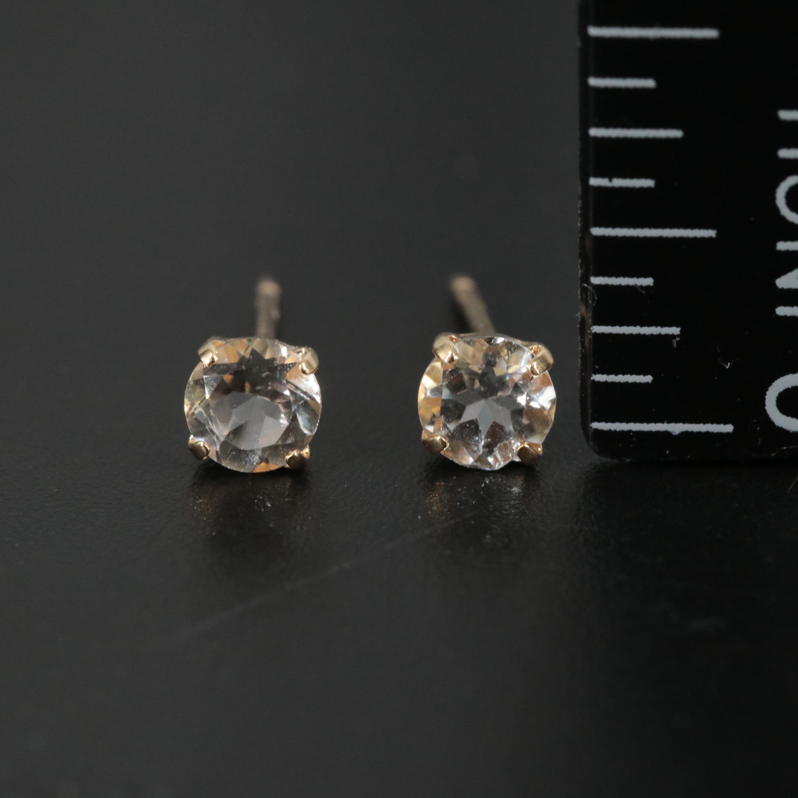 18K Goshenite Stud Earrings