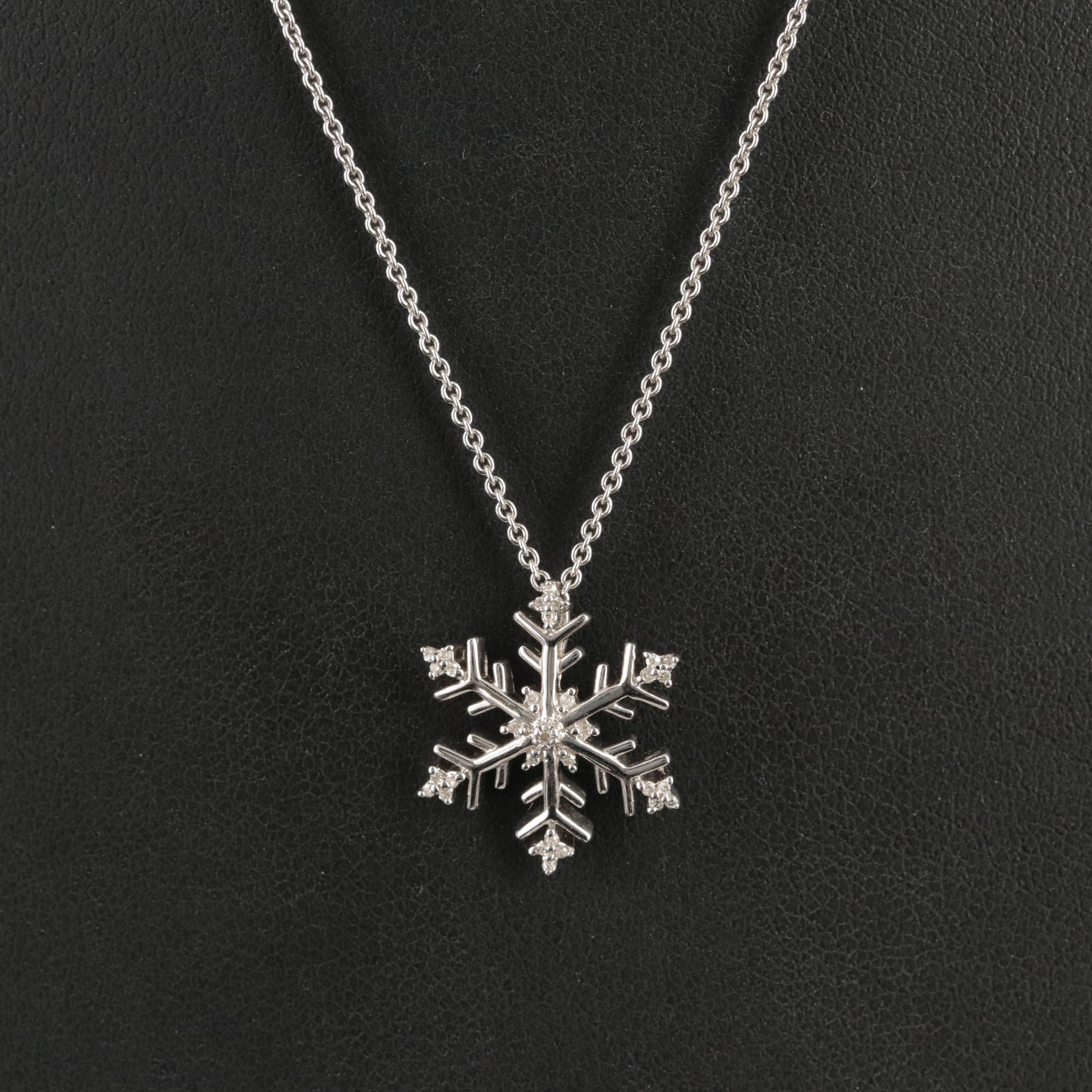 Sterling Diamond Snowflake Pendant Necklace