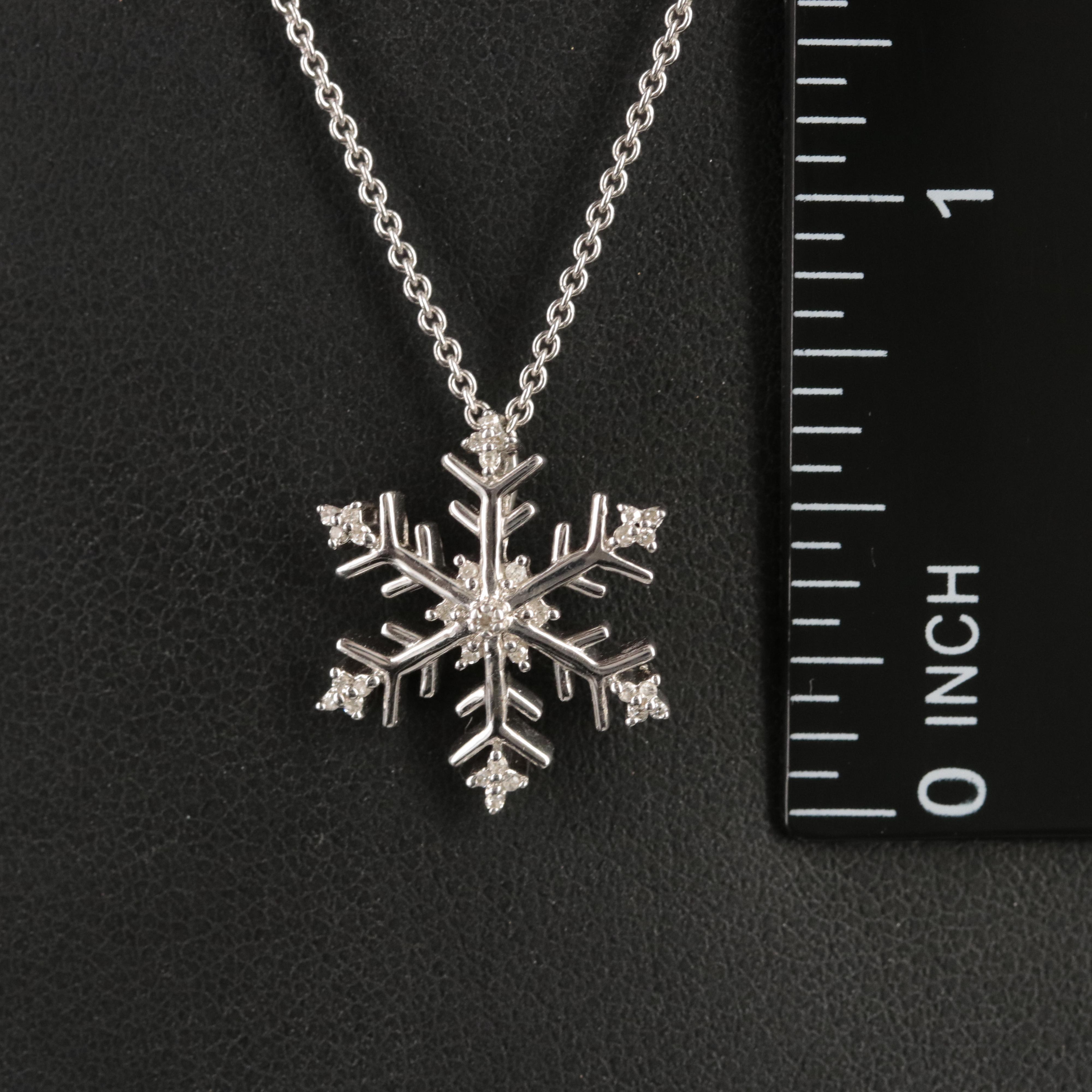 Sterling Diamond Snowflake Pendant Necklace