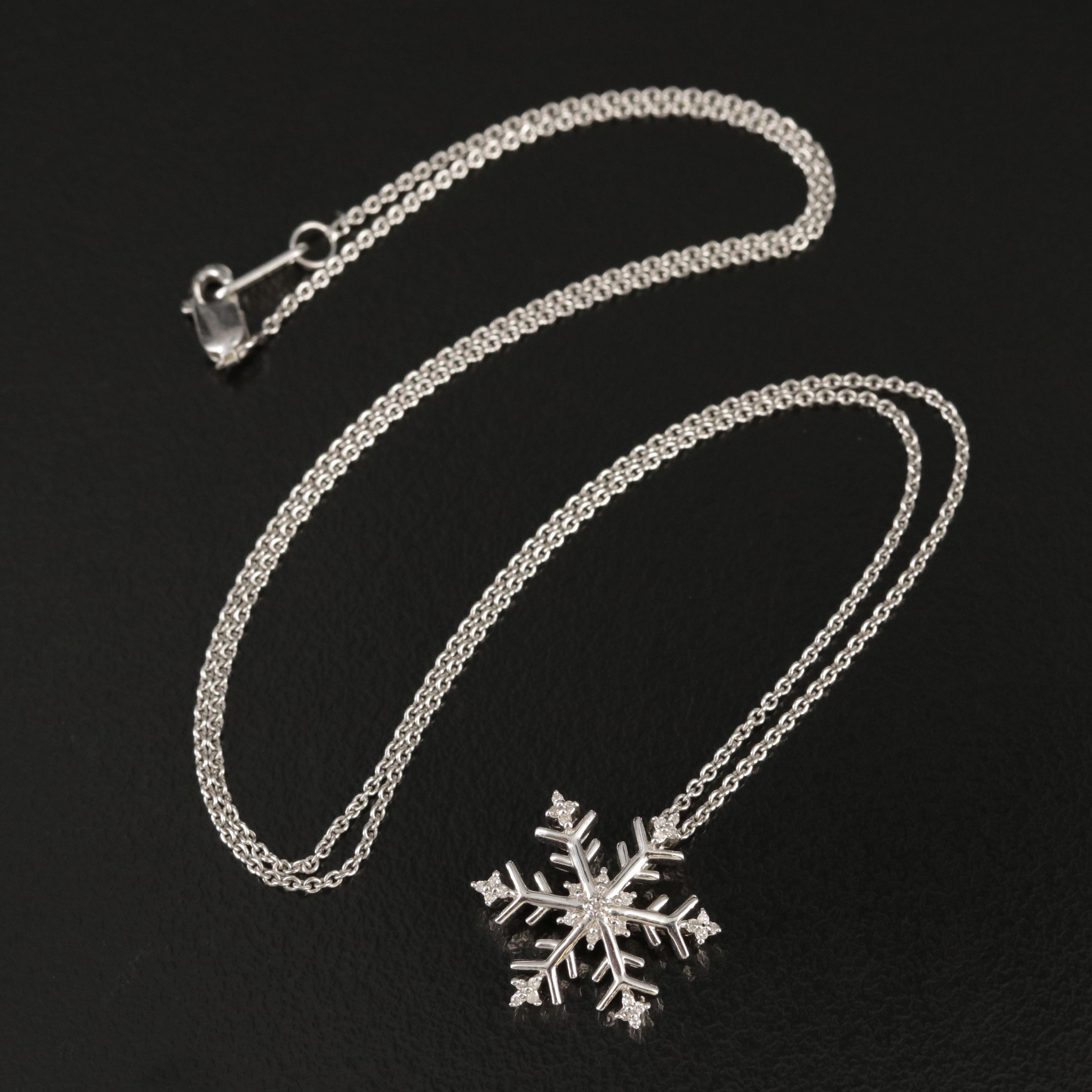 Sterling Diamond Snowflake Pendant Necklace