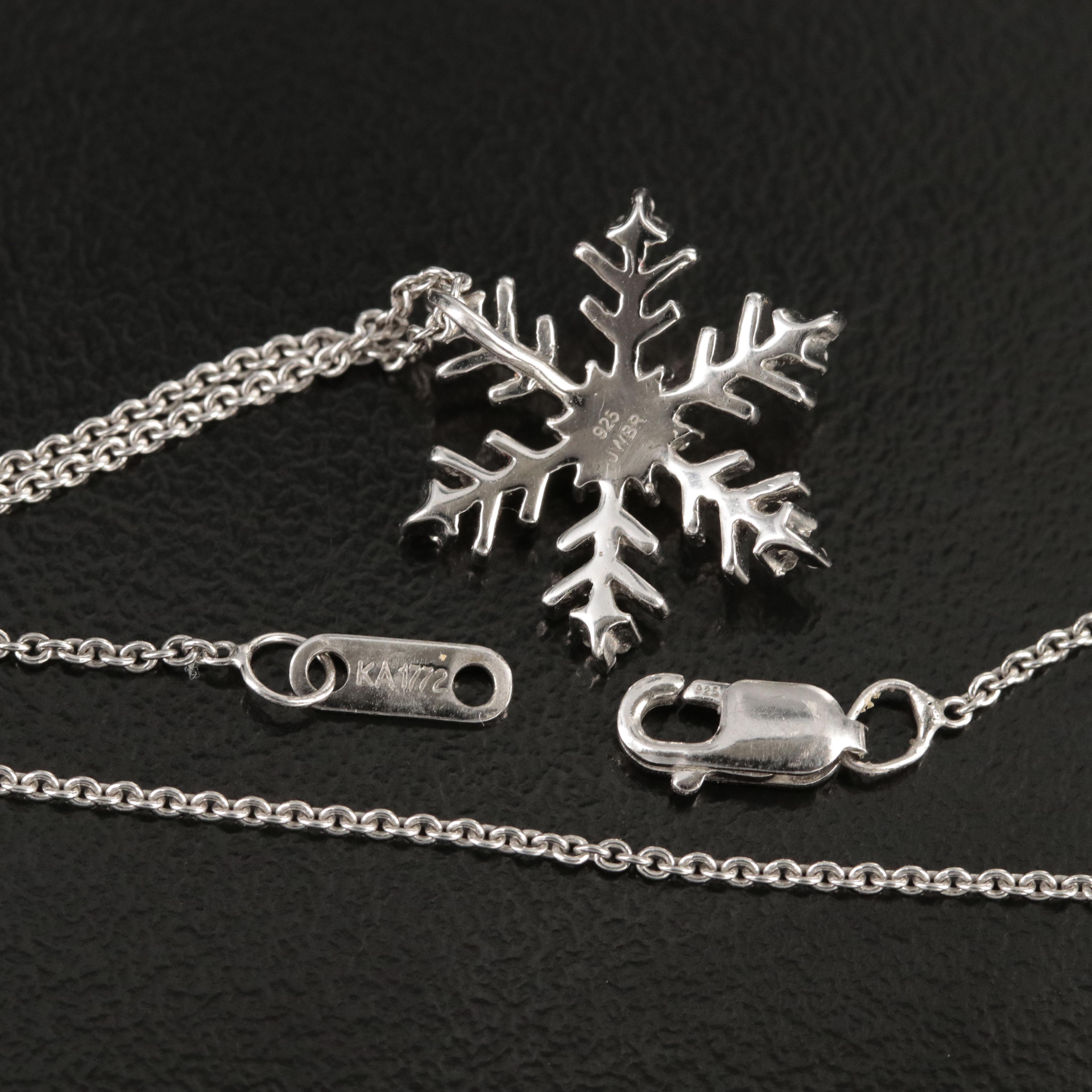 Sterling Diamond Snowflake Pendant Necklace