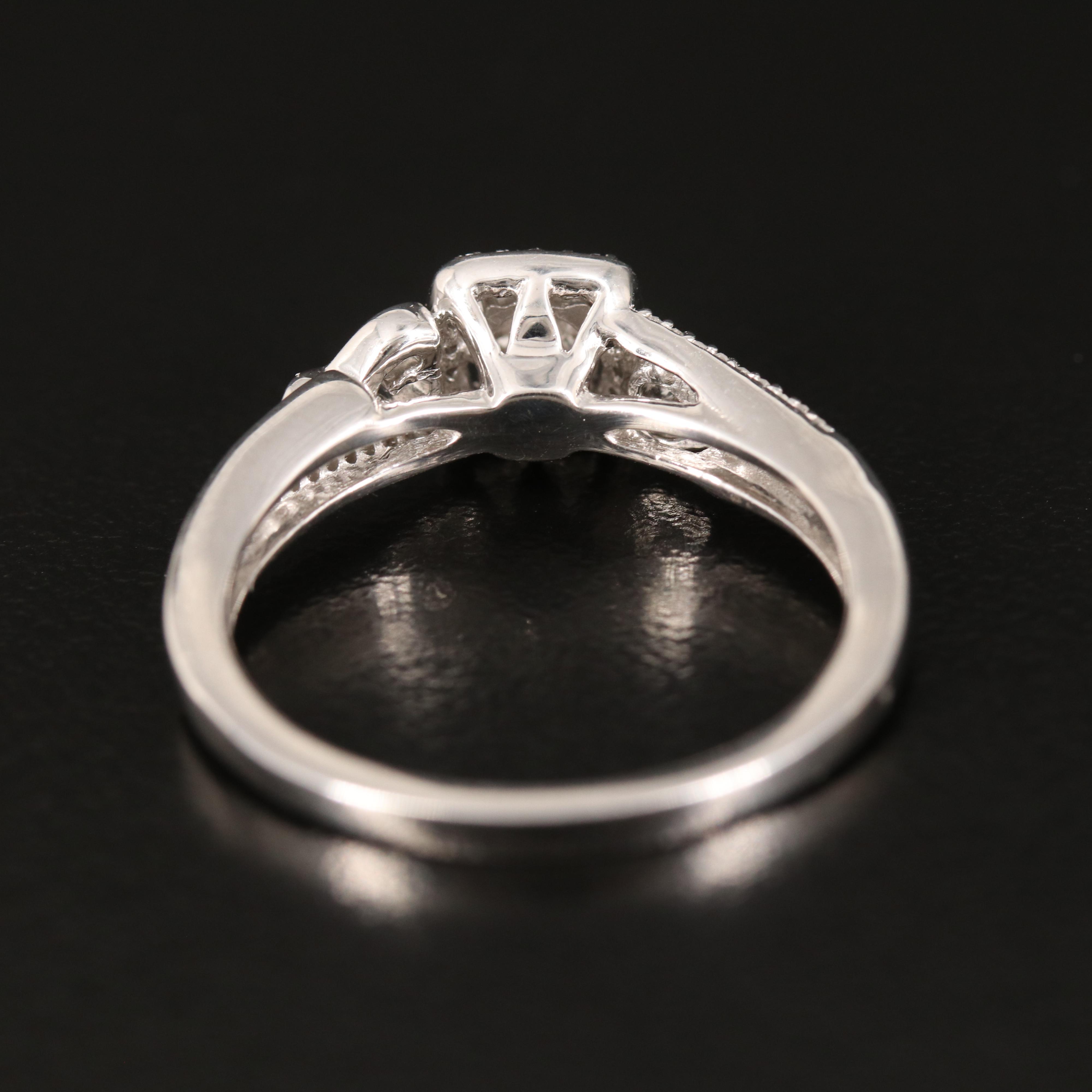 Sterling Diamond Ring with Heart Shoulders