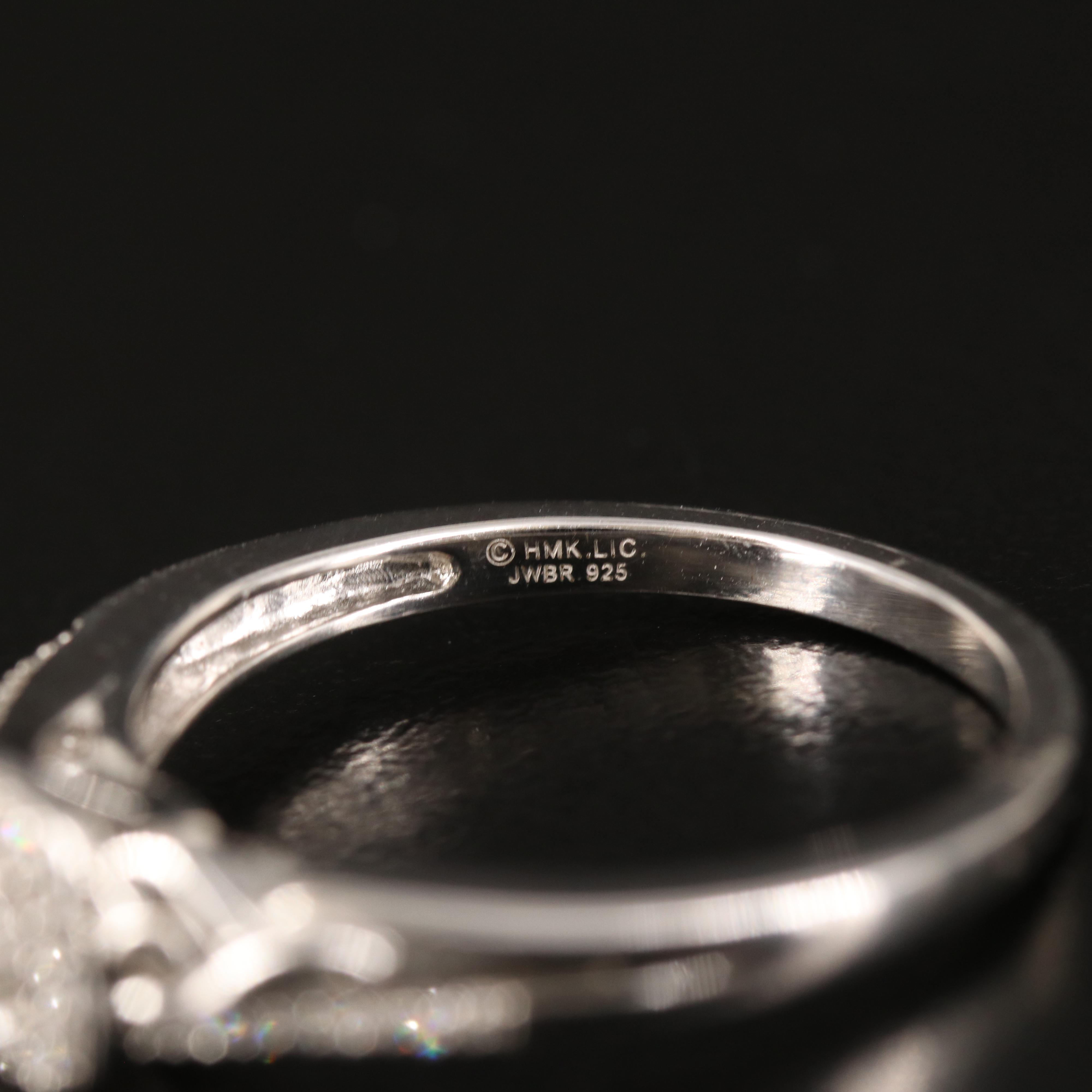 Sterling Diamond Ring with Heart Shoulders