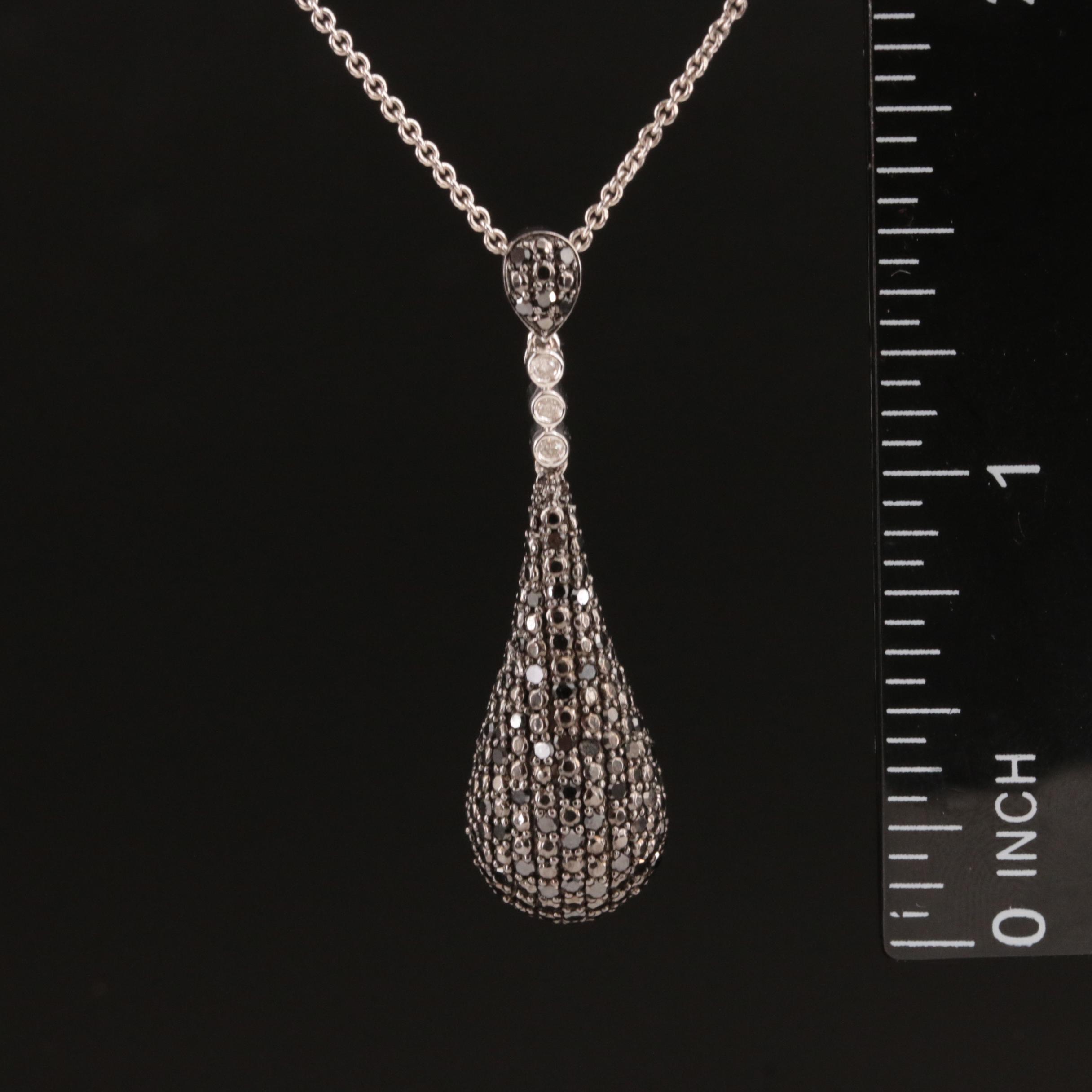 Sterling Diamond Teardrop Pendant Necklace