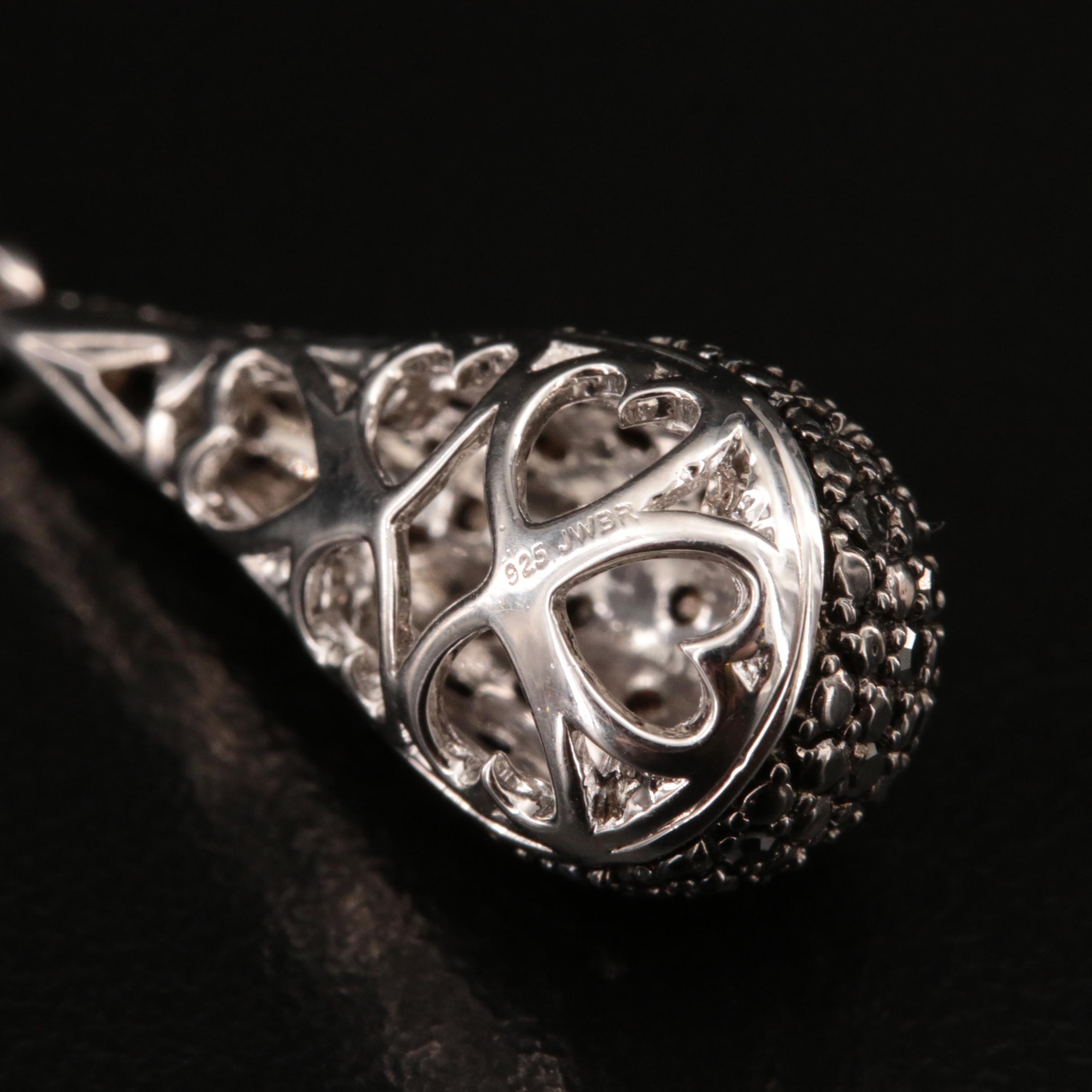 Sterling Diamond Teardrop Pendant Necklace