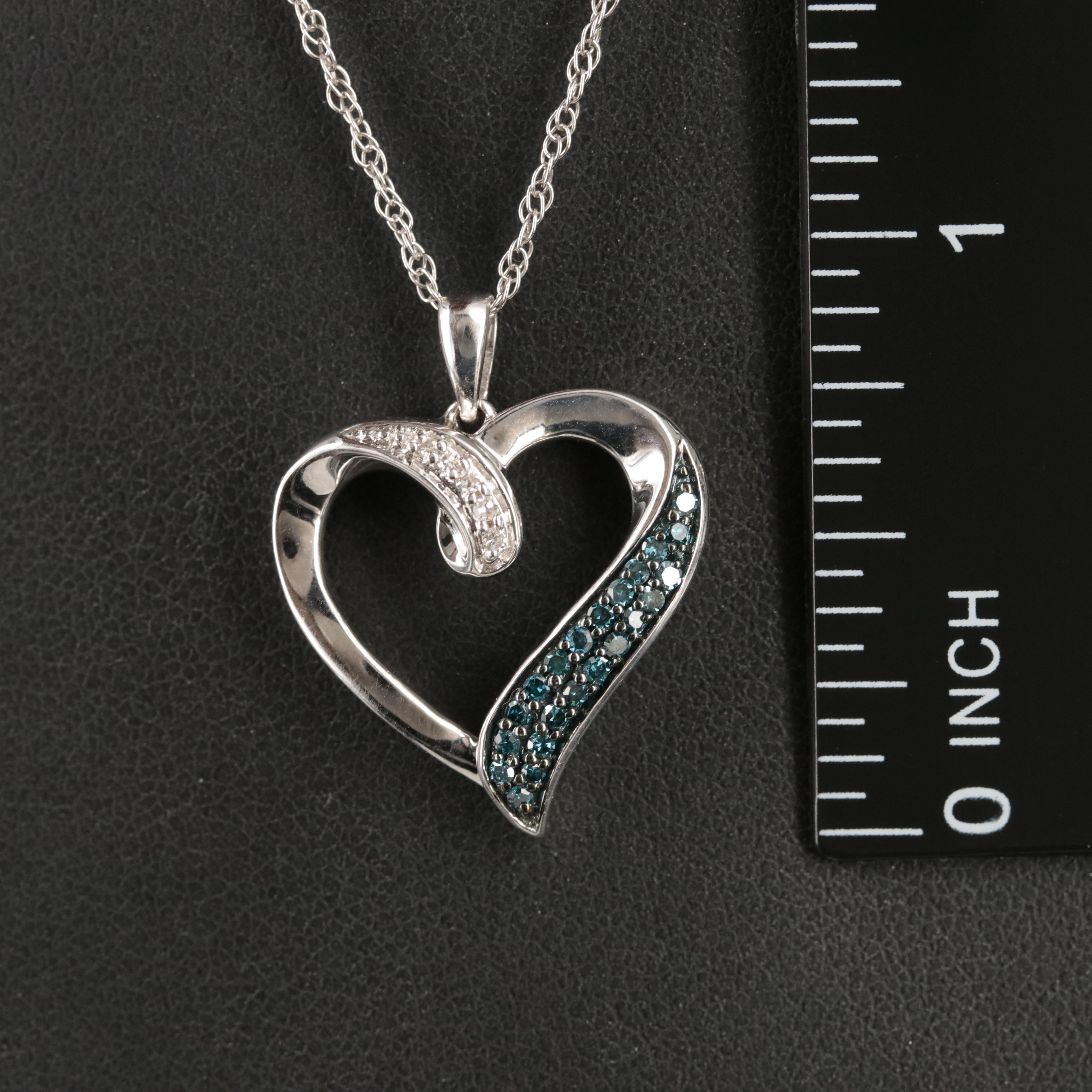 Sterling Diamond Heart Pendant Necklace