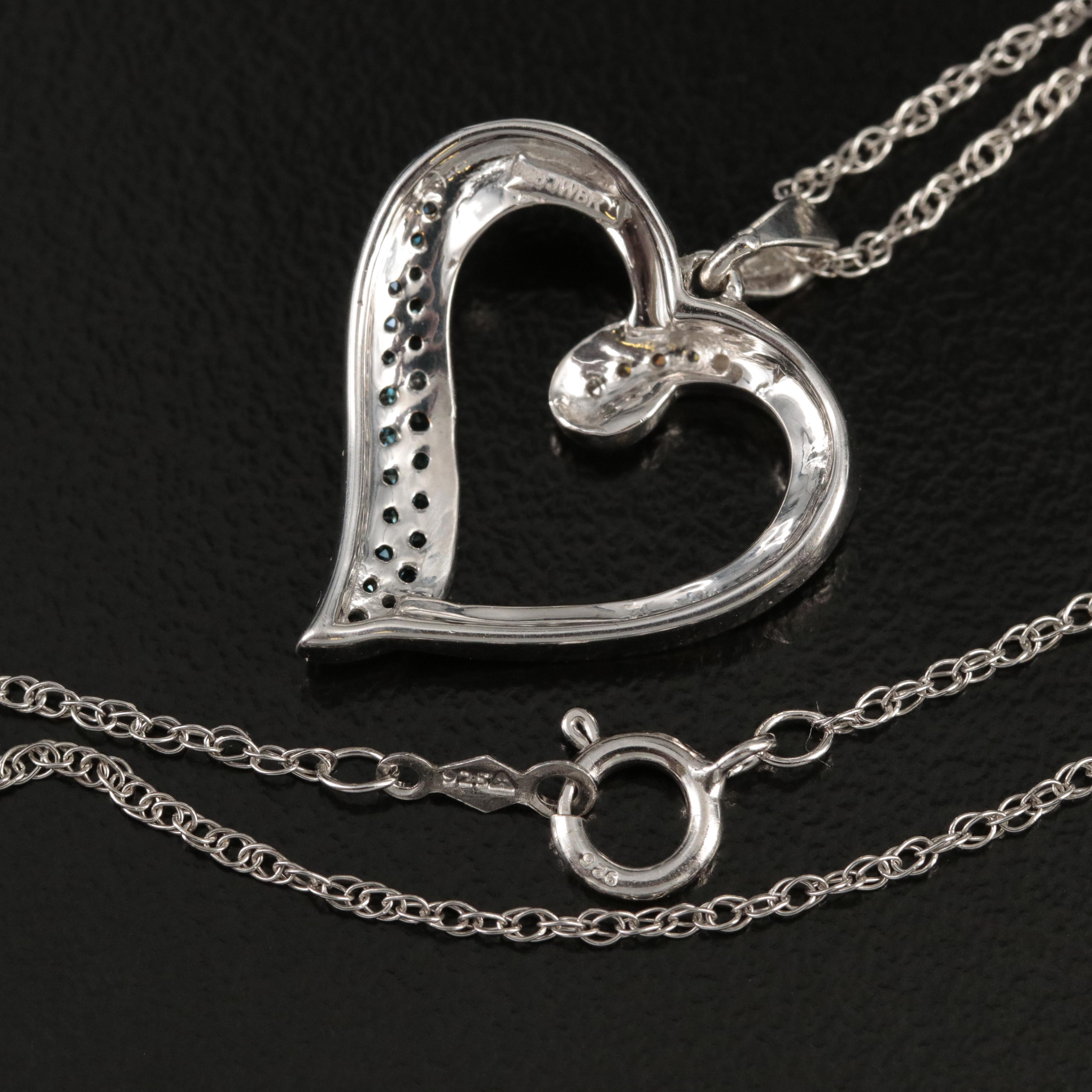 Sterling Diamond Heart Pendant Necklace