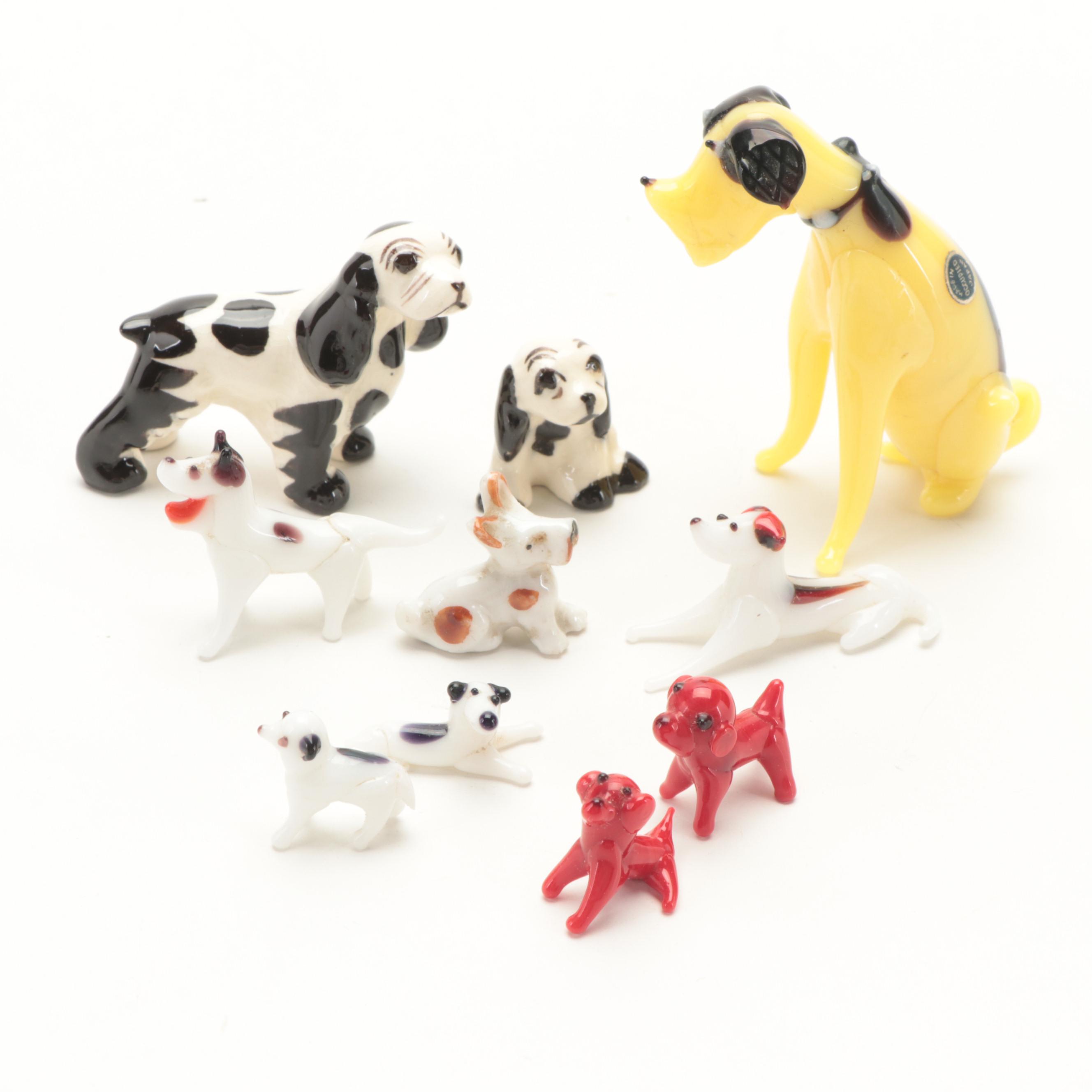 RCA Victor Nipper Ceramic Salt and Pepper Shakers with Other Dog Figurines
