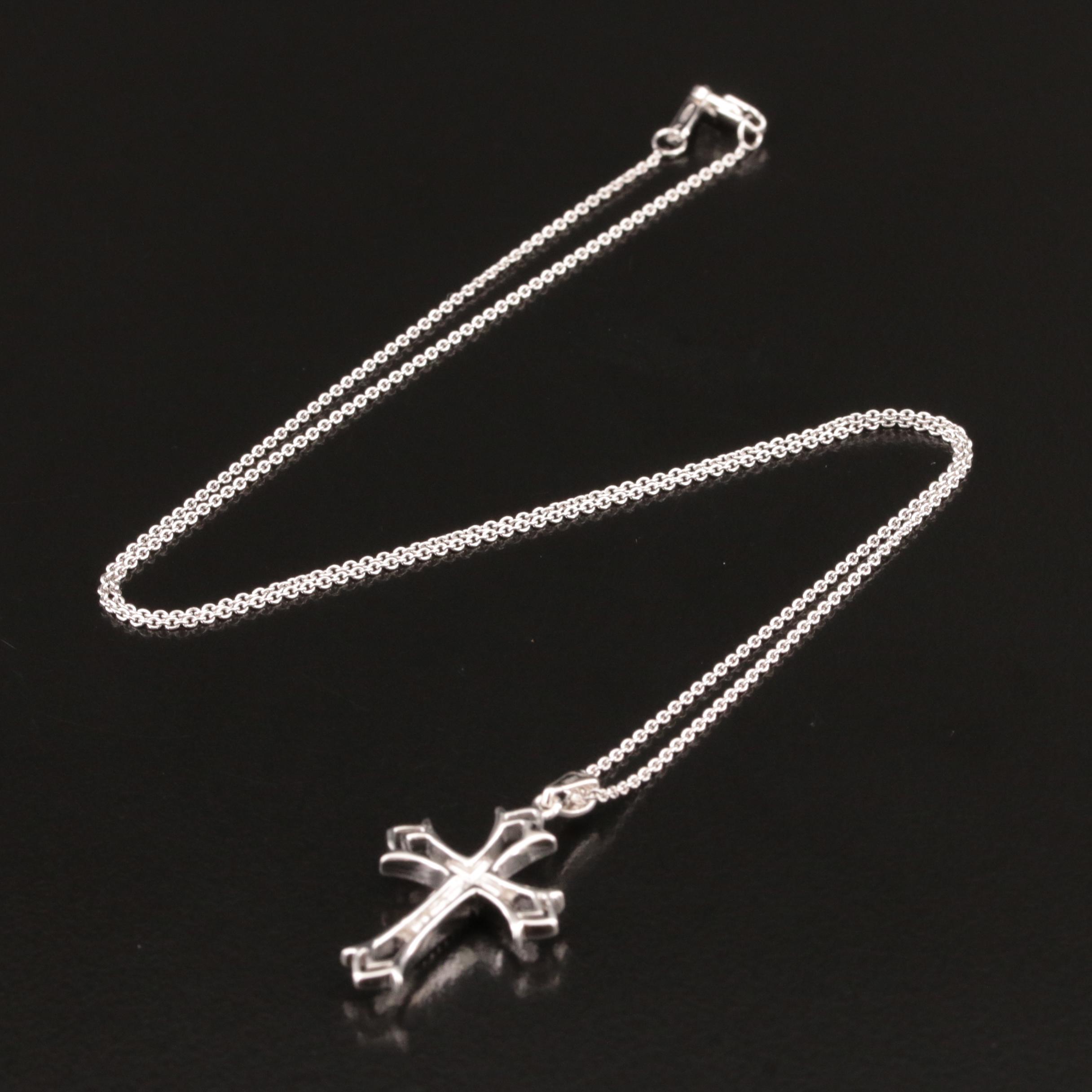 Sterling Diamond Cross Pendant Necklace