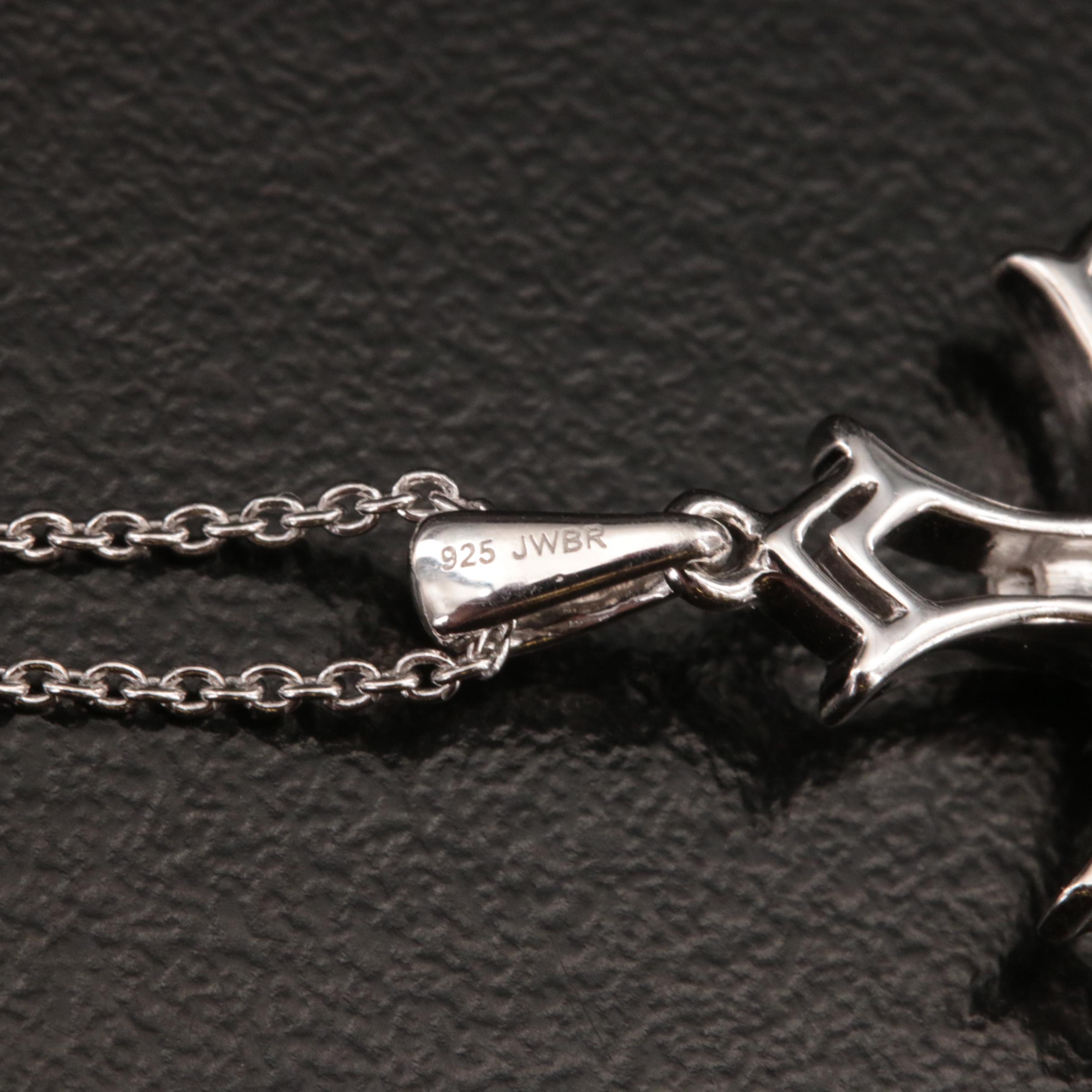 Sterling Diamond Cross Pendant Necklace