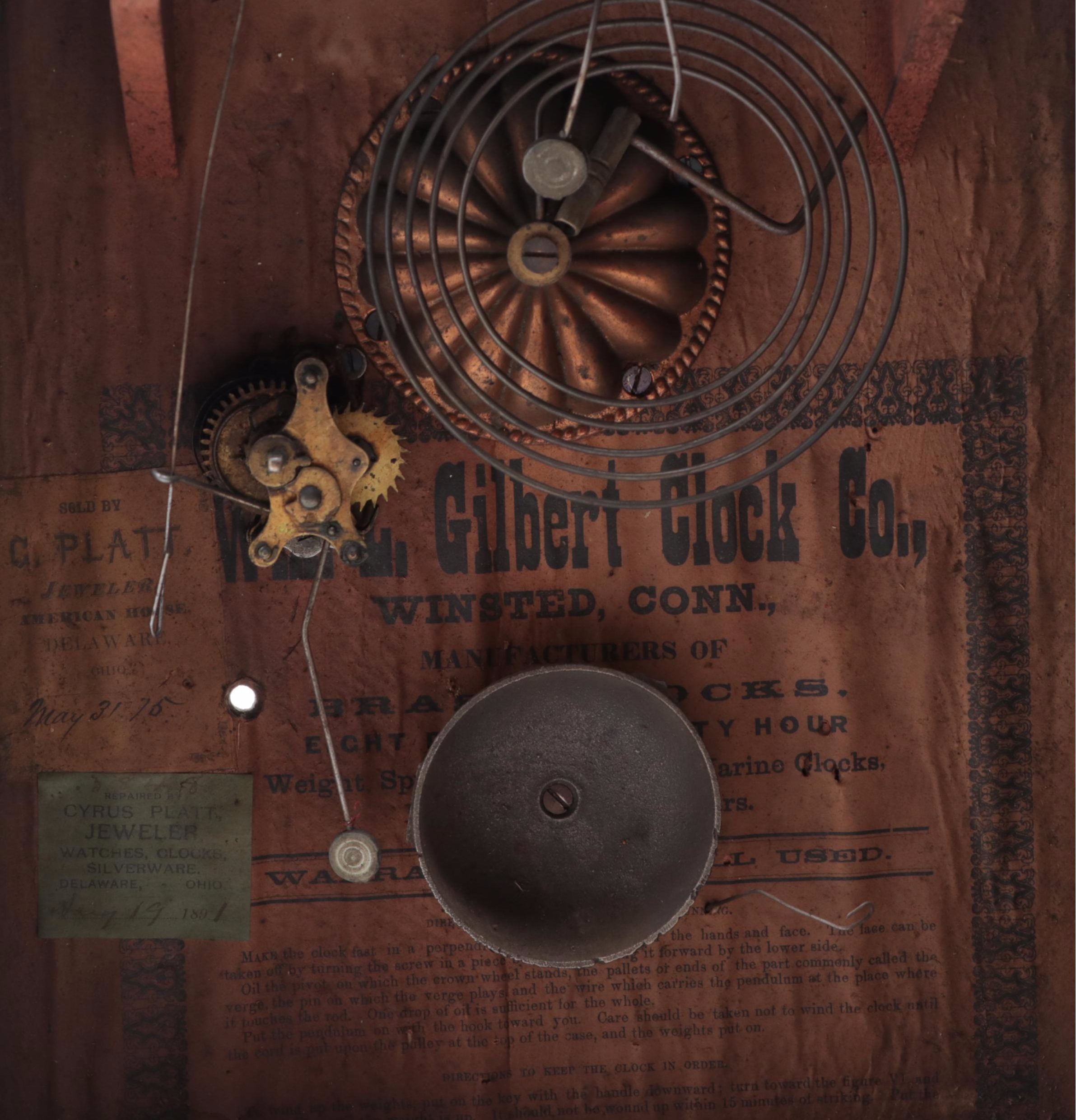 William L. Gilbert Mahogany Eight Day Ogee Clock, 1875