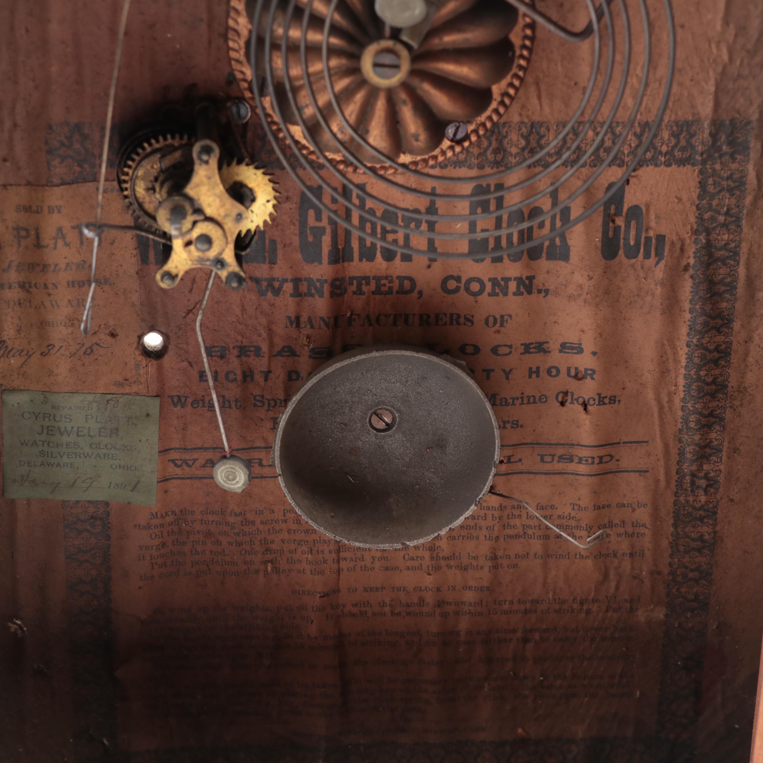 William L. Gilbert Mahogany Eight Day Ogee Clock, 1875