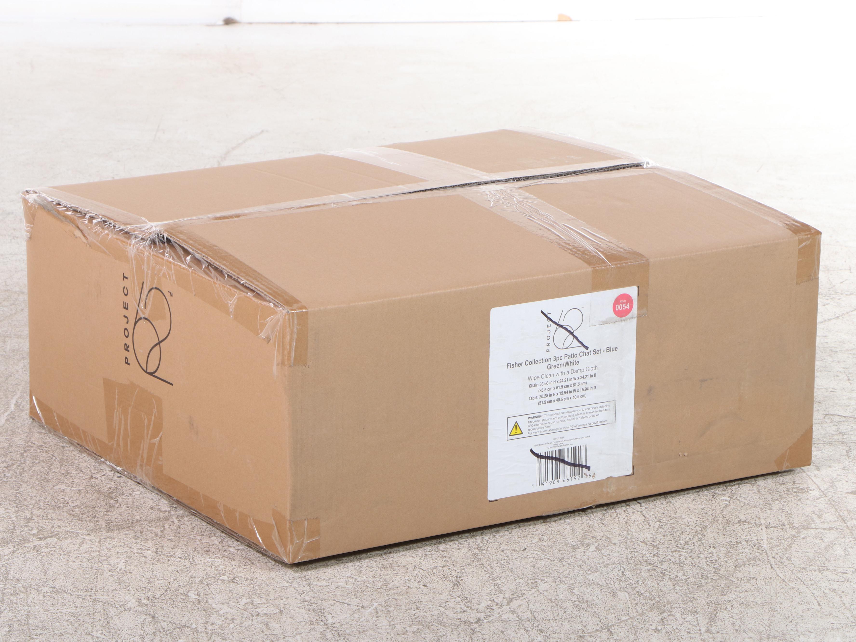 Project 62 Modernist Fisher Blue-Green and White Three-Piece Patio Chat Set