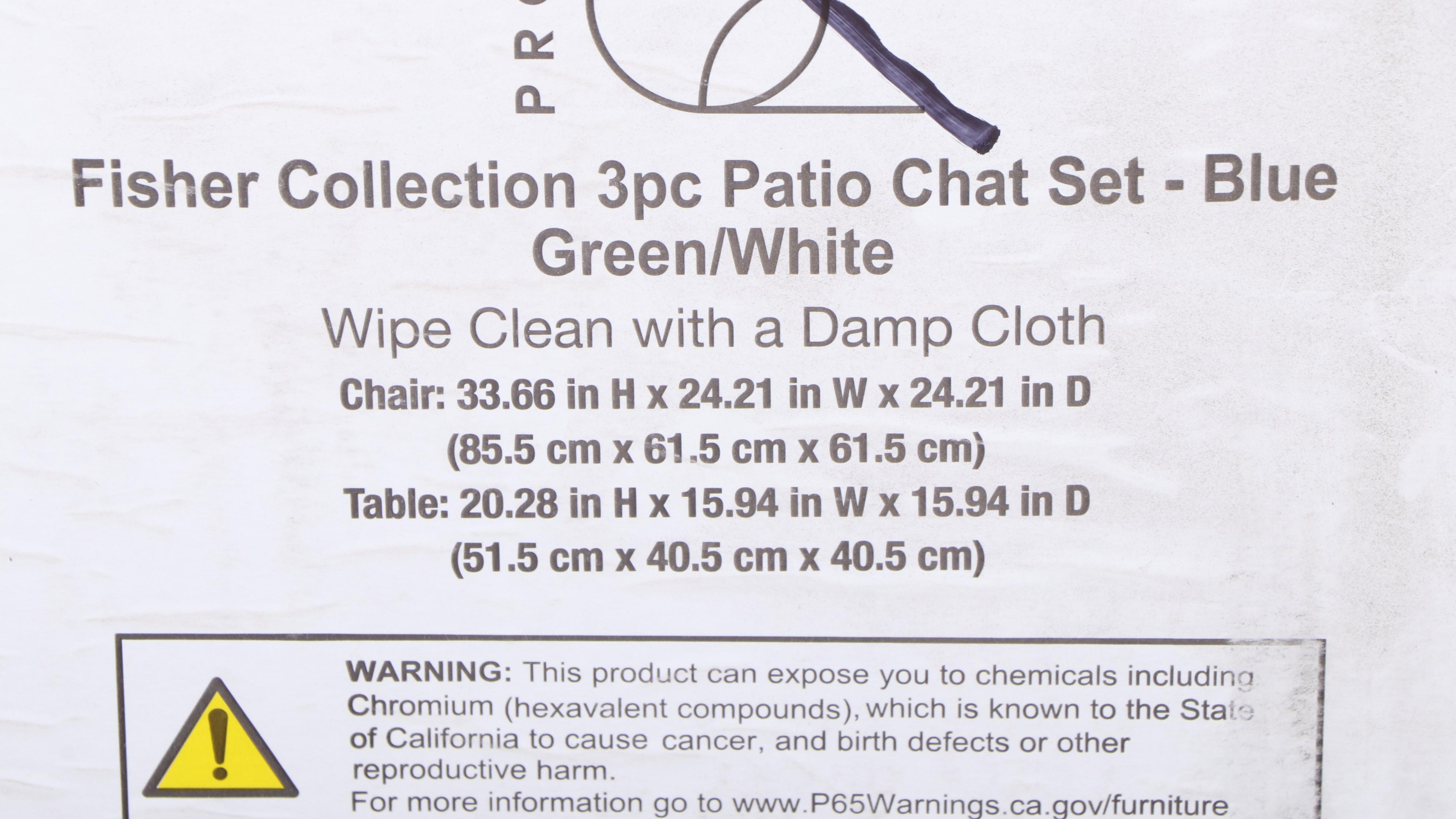Project 62 Modernist Fisher Blue-Green and White Three-Piece Patio Chat Set