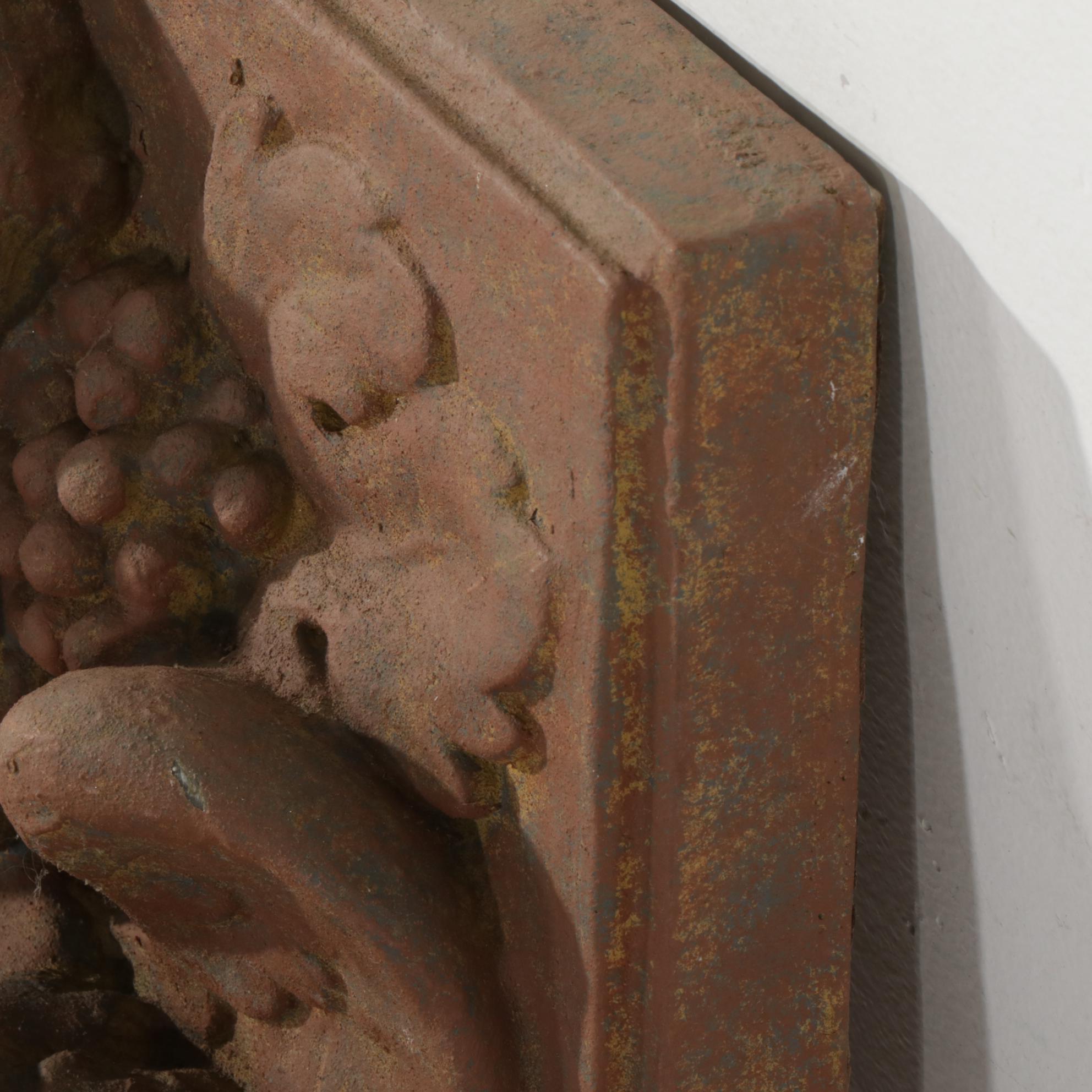 Faux Stone Cherub Relief Outdoor Wall Plaque