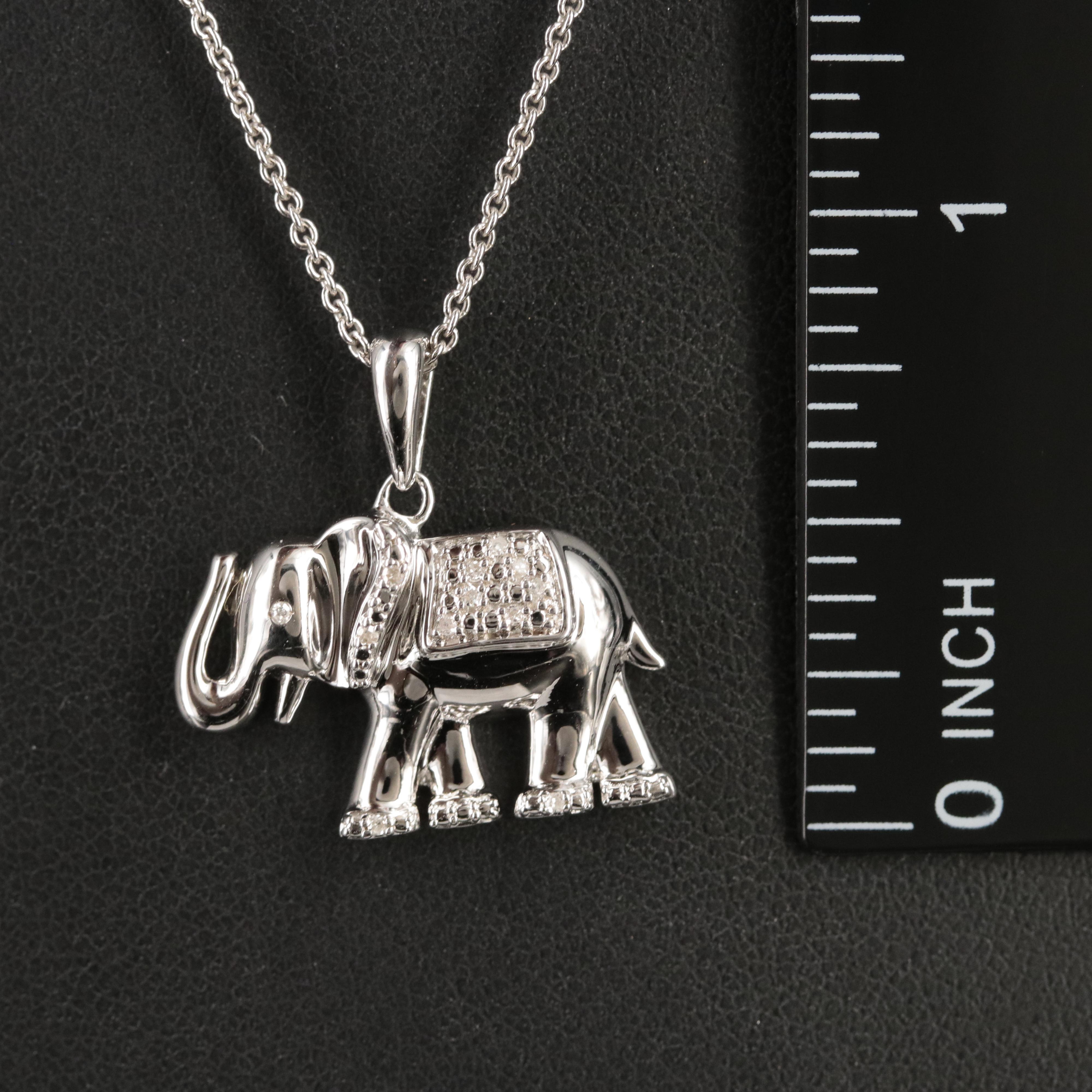 Sterling Diamond Elephant Pendant Necklace